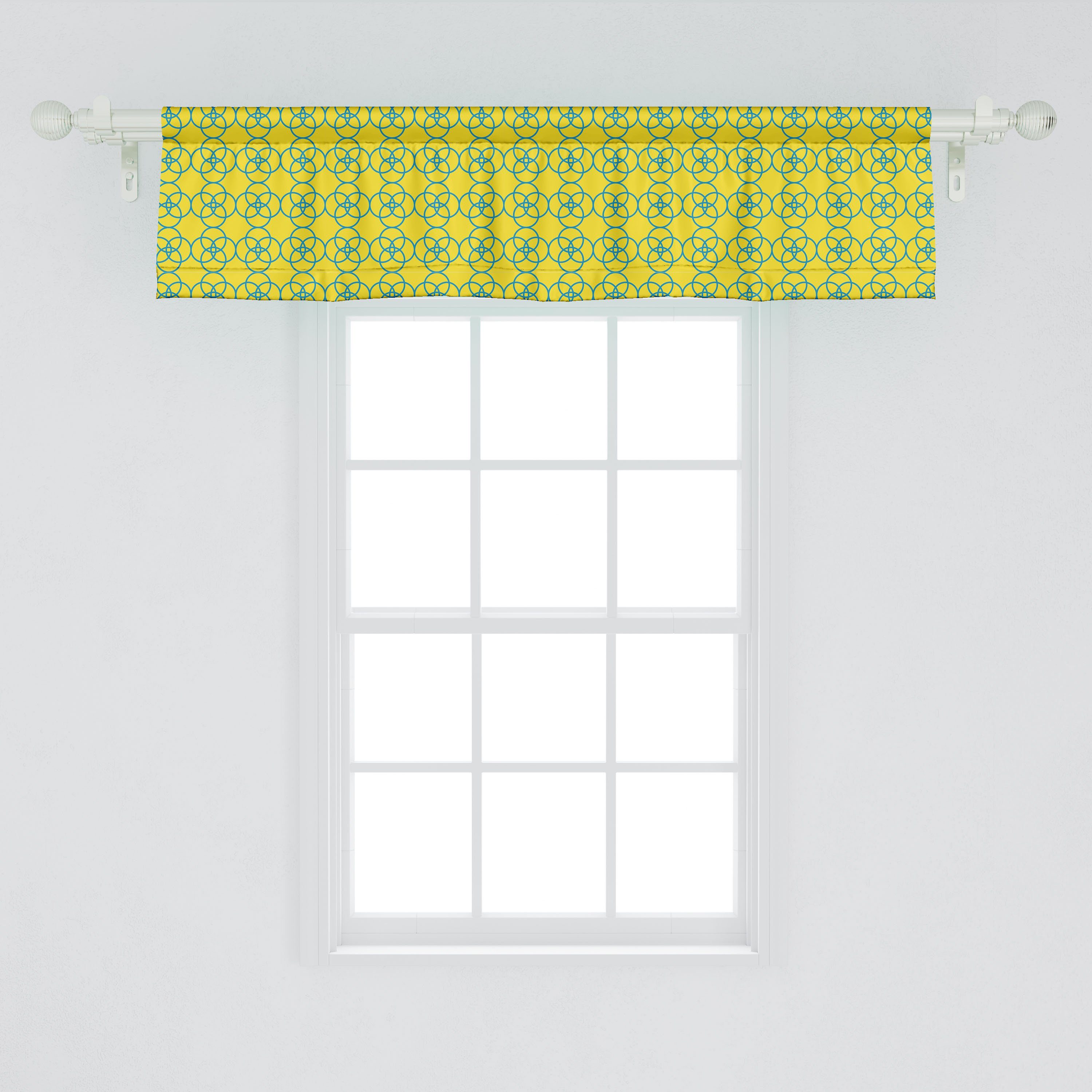 Geometrisch Vorhang Dekor Abakuhaus, Stangentasche, Microfaser, mit Volant Küche für Moderne Schlafzimmer Scheibengardine Kreis-Ketten-Kunst