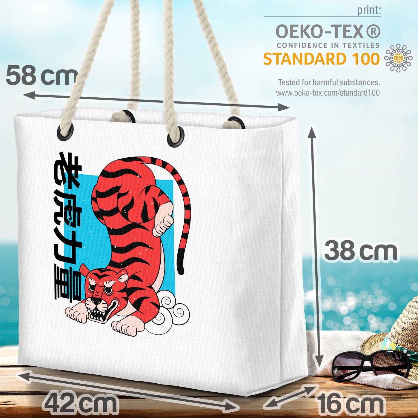 P (1-tlg), Kultur Asien VOID Grafik China Strandtasche Japan Orientalisch Anime Tiger Manga Tier