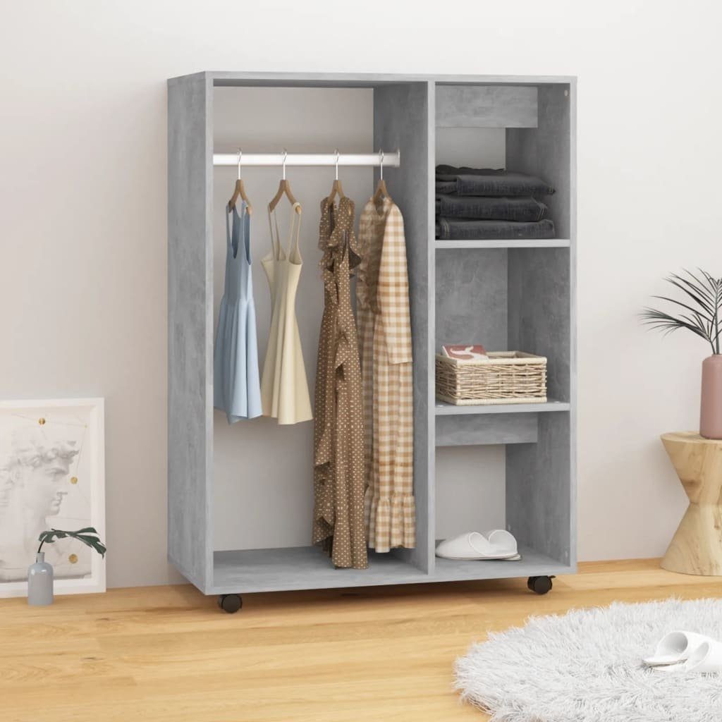 vidaXL Kleiderschrank in Betongrau mit 4 Fächern und 2 Einlegeböden (LxBxH: 80x40x110 cm)