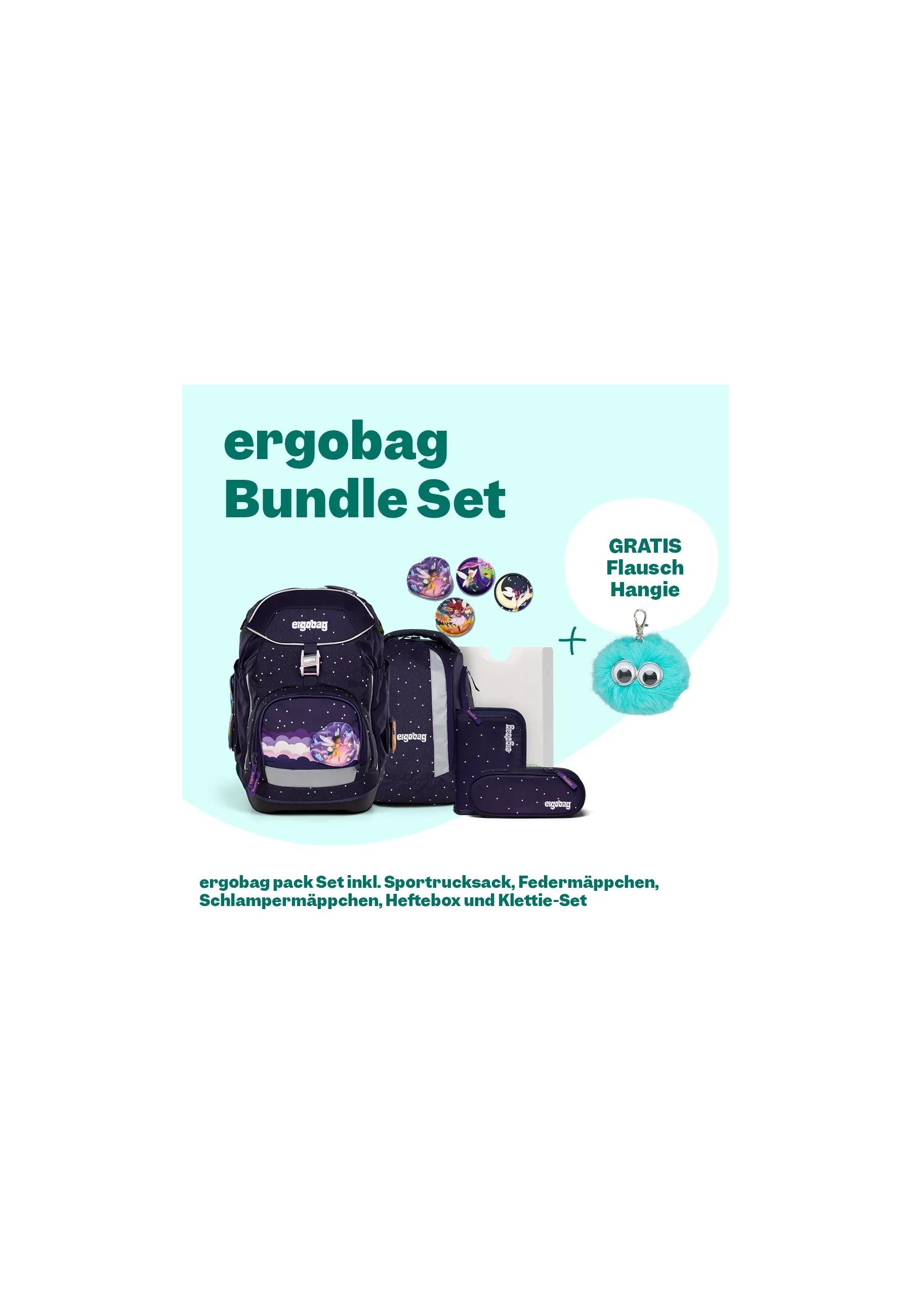 ergobag Schulranzen pack Set Bundle (7-tlg., 7-teiliges Set), größenverstellbares Rückensystem