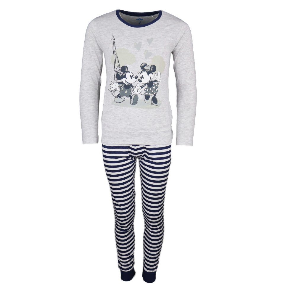 Disney Schlafanzug Disney Minnie und Mickey Maus Kinder langarm Pyjama Gr. 104 bis 134, Baumwolle