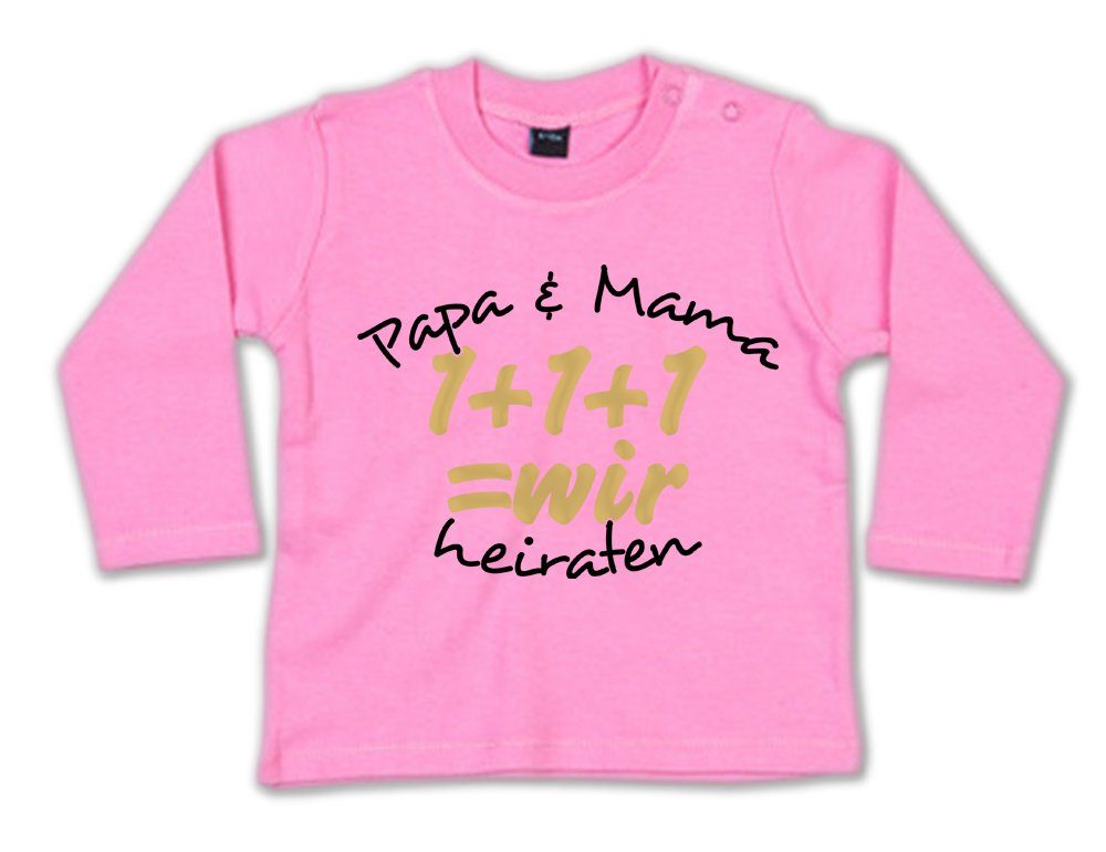 Ggraphics Longsleeve Papa & Mama heiraten 1+1+1=wir Baby Sweater