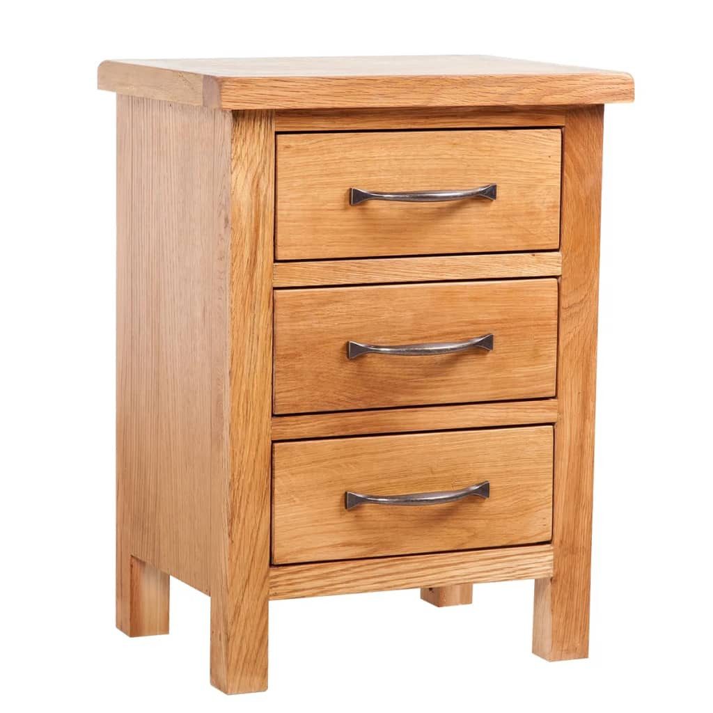 furnicato Beistellschrank Rustikale Nachttische aus Massivholz, 40 x 30 x 54 cm, 2er Set (1-St) Stabile Beistelltische mit drei Schubladen für das Schlafzimmer