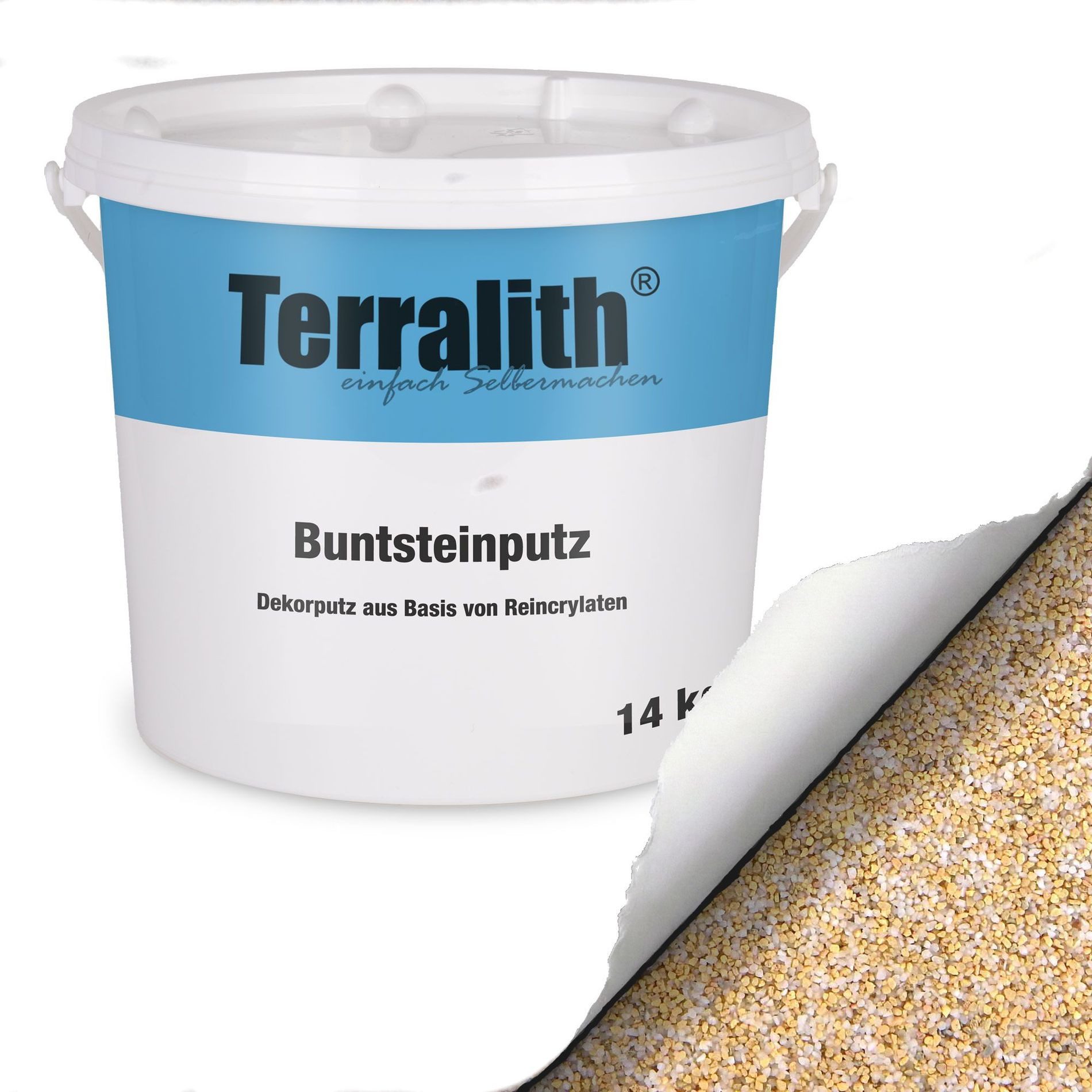 Terralith® Kunstharzputz Buntsteinputz Mosaikputz 2mm -14 kg- BSP17 (Eimer, Verarbeitungsfertig) Dekorationsputz aus Marmor-Granulat bzw. eingefärbter Körnung