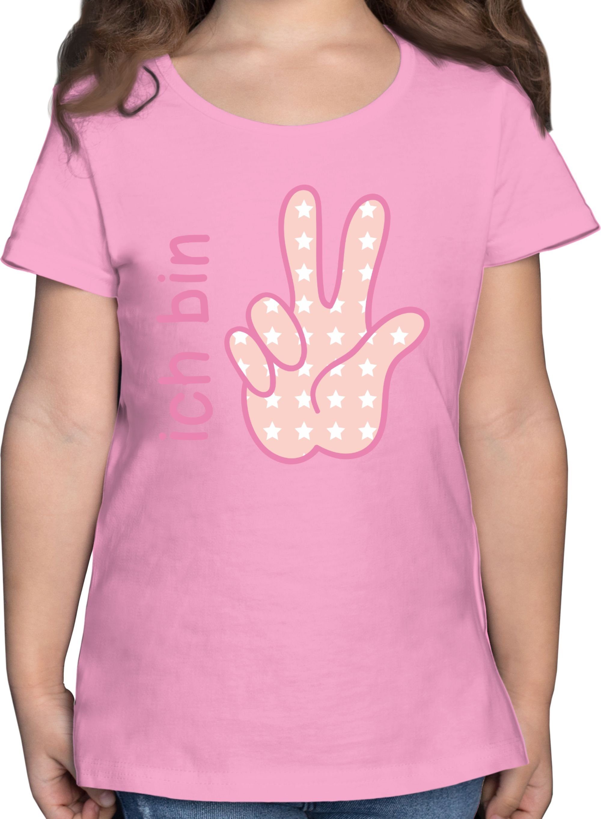 Shirtracer T-Shirt Ich bin drei Zeichensprache rosa 3. Geburtstag 3 Rosa | T-Shirts