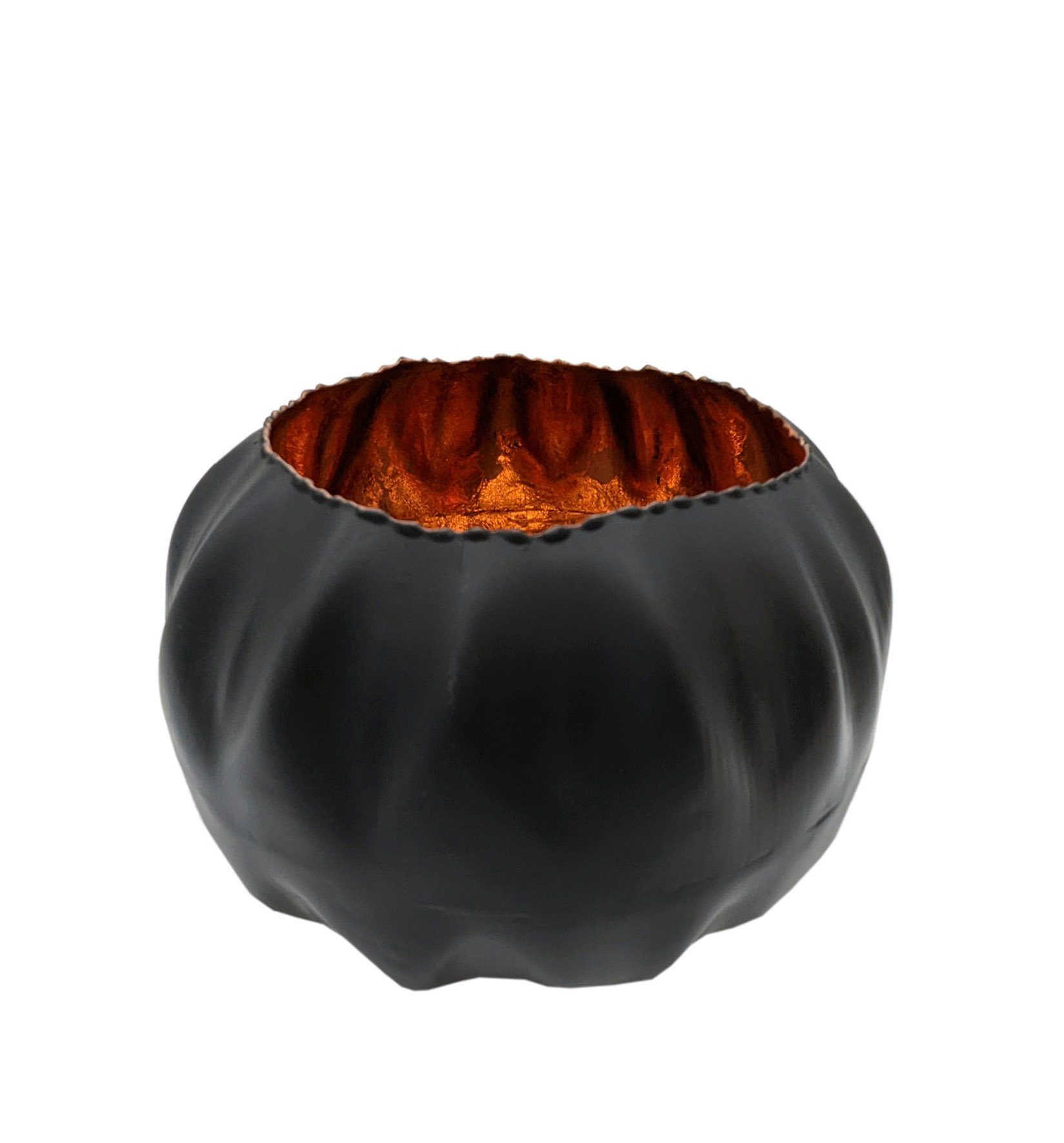 Spetebo Windlicht Deko Kerzen Schale 20 cm - schwarz / kupfer (Paket) | Windlichter