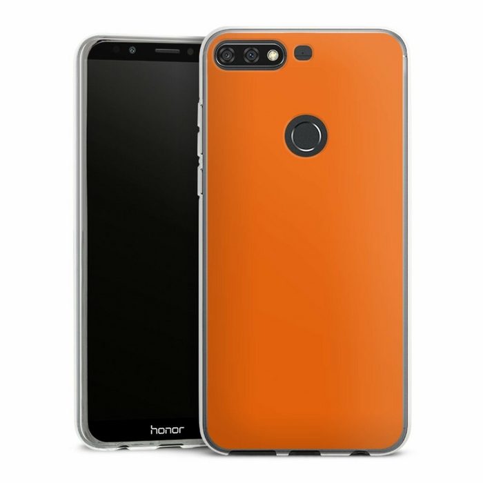 DeinDesign Handyhülle einfarbig orange Farbe Mandarine Huawei Y7 (2018) Silikon Hülle Bumper Case Handy Schutzhülle