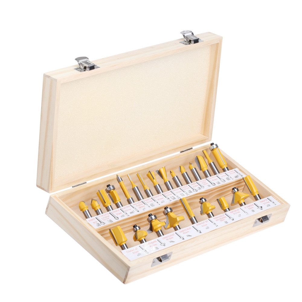 MECO Fräser-Set, 24-tlg., 8mm Schaft Holzfräser Holzwerkzeug mit box