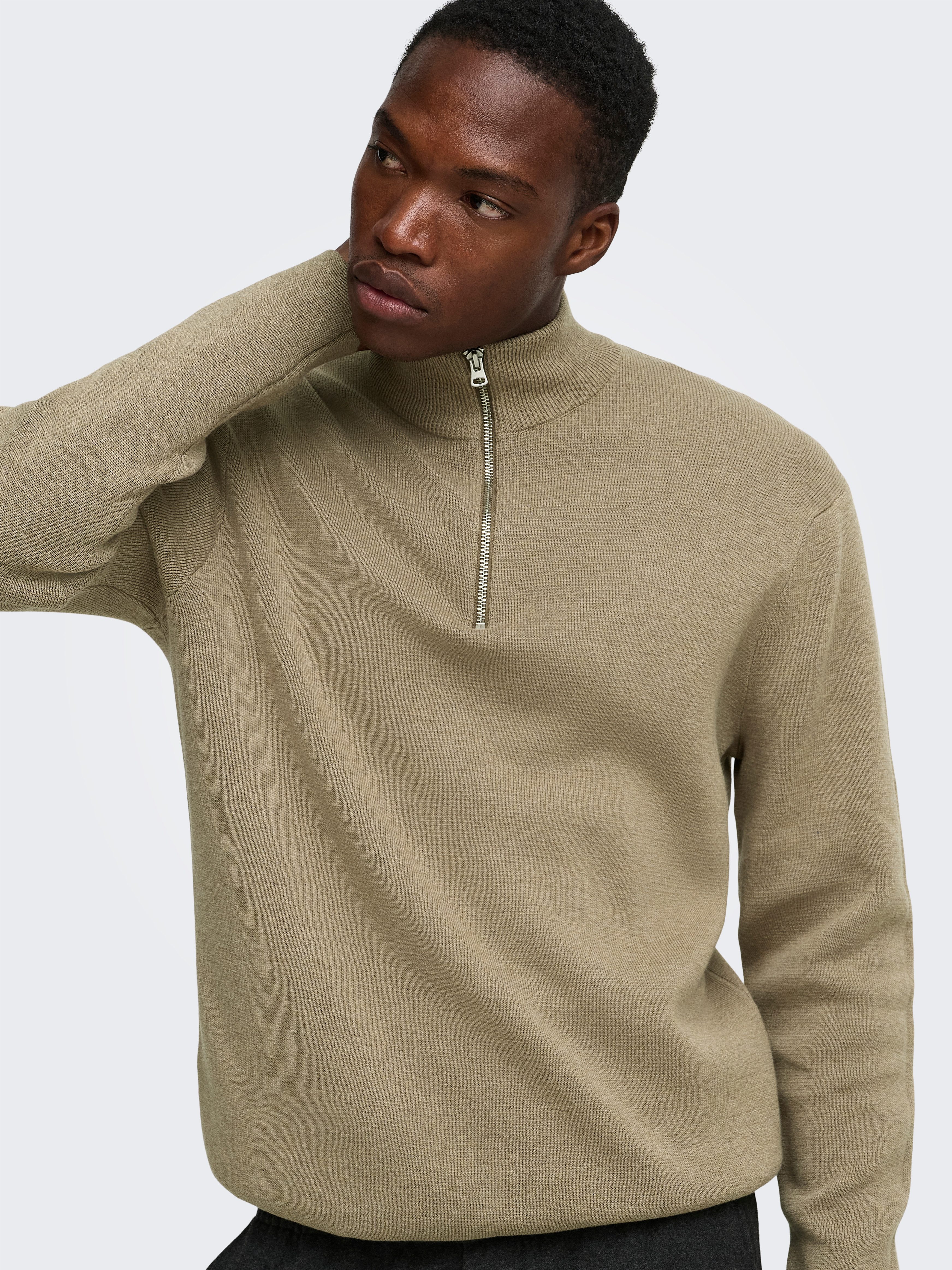 ONLY & SONS Troyer ONSTING LIFE REG HALF ZIP KNIT NOOS Baumwolle, regular fit – Bild 3 von 5