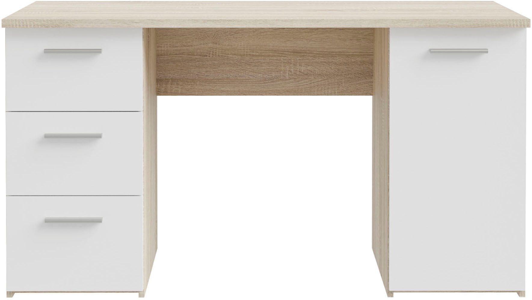 FORTE Schreibtisch Neuss, mit 3 Schubladen & 1 Tür, funktional, Breite 138 günstig online kaufen