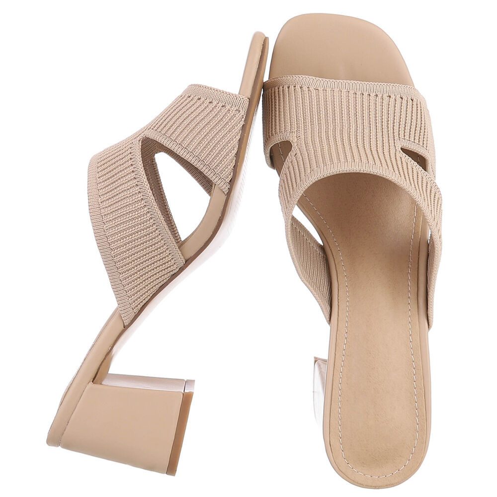 Ital-Design Damen Sandaletten mit Blockabsatz und Riemen Pantolette (91742704) Blockabsatz Sandalen & Sandaletten in Hellbraun