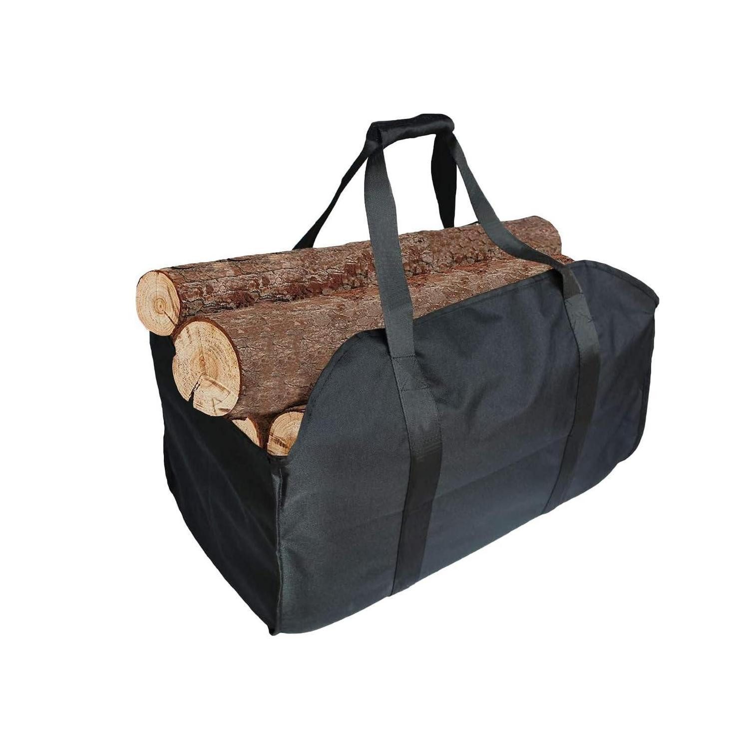 LuxusKollektion Holztragetasche Kaminholztasche faltbar wasserabweisend schwarz