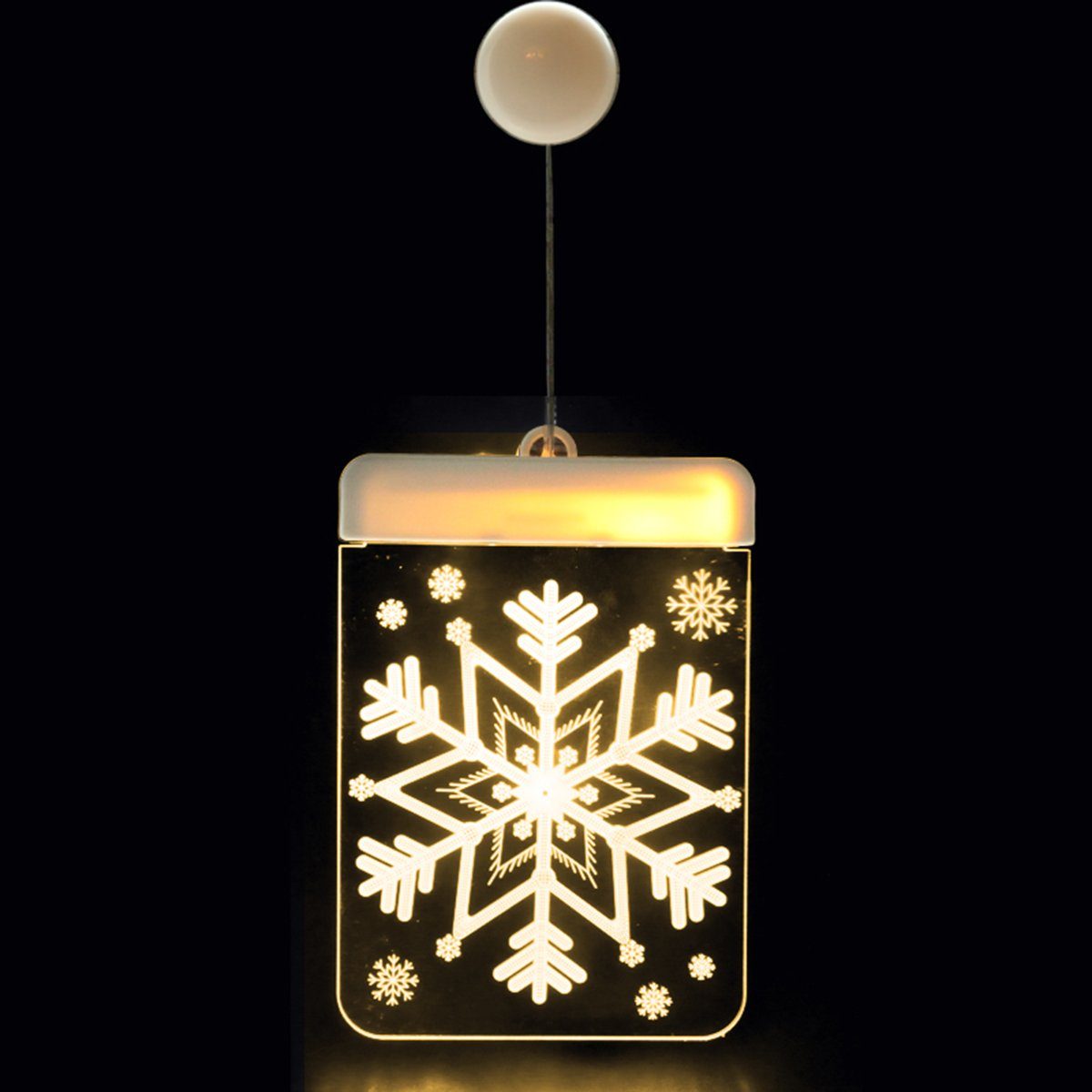 Rosnek Beleuchtetes Fensterbild 3D-Effekt, hängend, für Weihnachten Store Glas Wand Deko, Fensterdekoration Lichter; Weihnachtsmann Schneeflocke Baum Schneemann