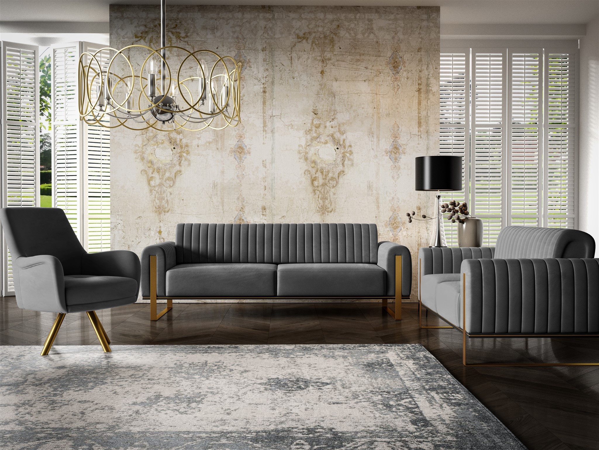 Fun Möbel Polstergarnitur Sofaset Designersofas VALERIE 3-2-1 in Stoff Elis günstig online kaufen