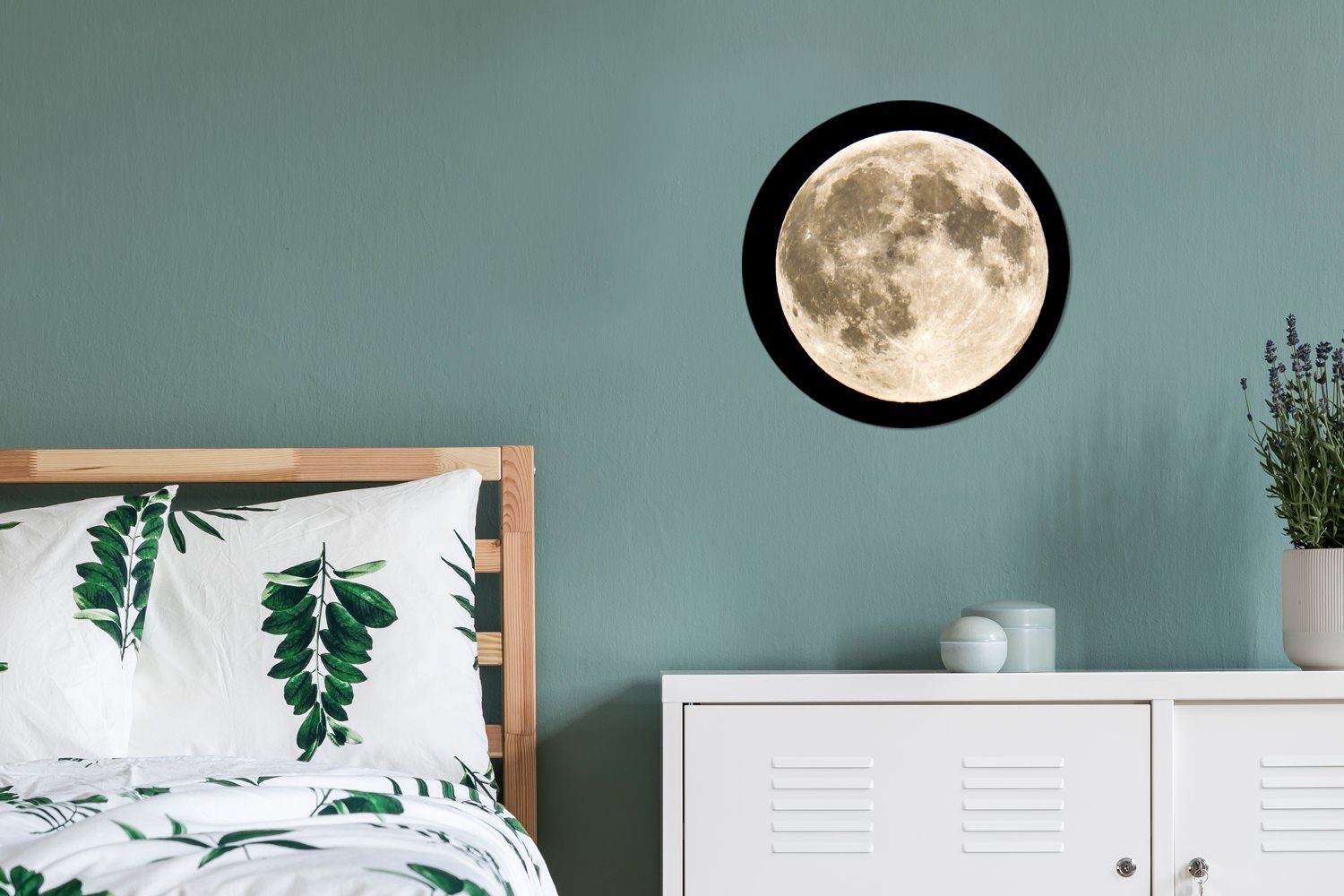 Rundes Weltraum (1 Wohnzimmer, Schwarz, 30x30 St), MuchoWow - cm Forex, - Mond Wanddekoration Kreis Wandbild, Gemälde