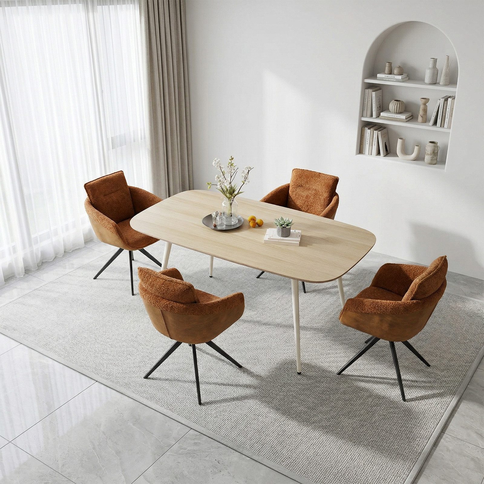 Jiexi Essgruppe Tisch- und Stuhlset, Moderner Esstisch (120×70×75 cm) mit 4 Stühlen
