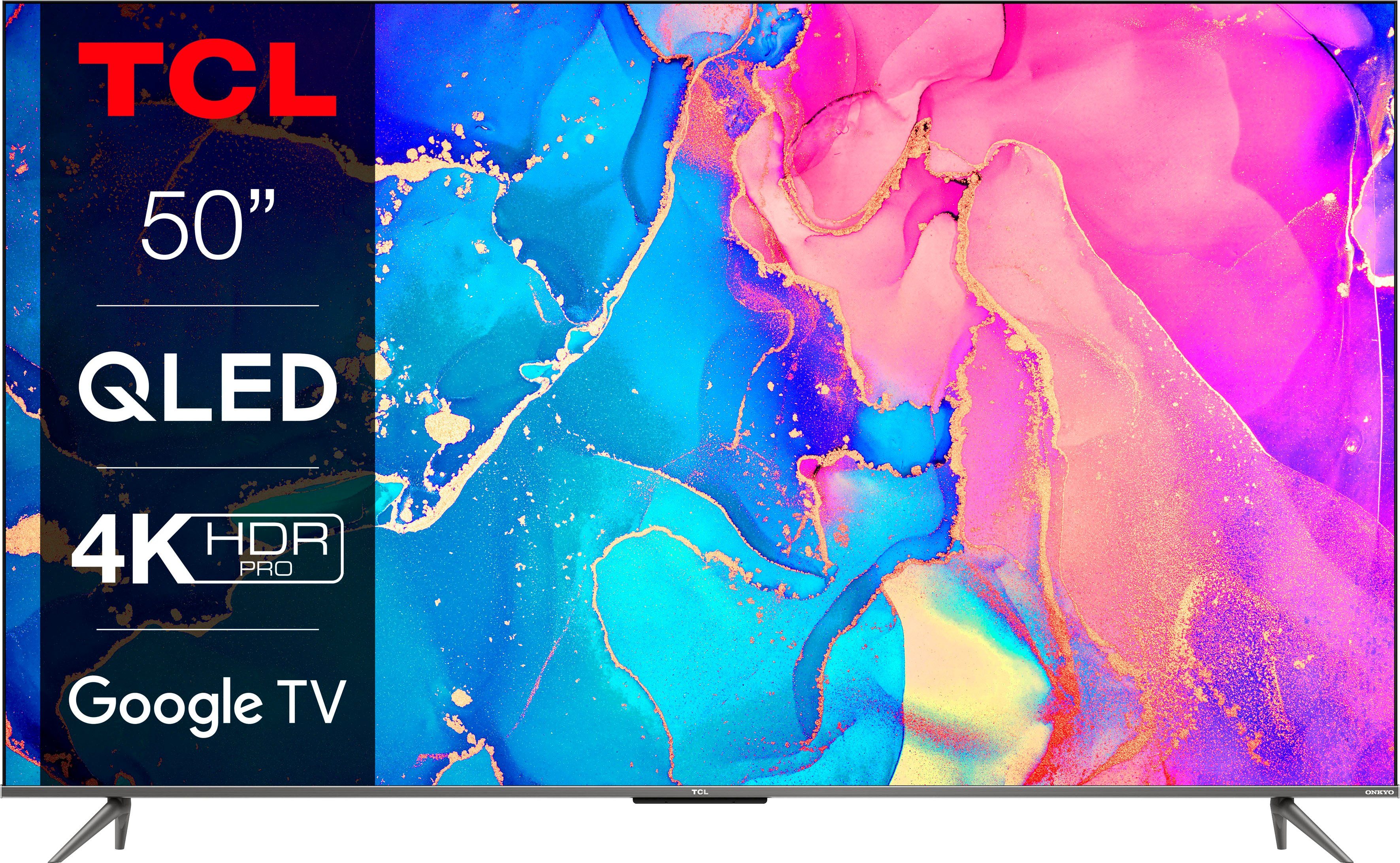 TCL 50C631X2 QLED-Fernseher (126 Smart- Dolby Ultra Google Zoll, TV, Atmos, 4K cm/50 HD, Metallgehäuse, Premium, HDMI HDR 2.1, ONKYO-Sound) TV