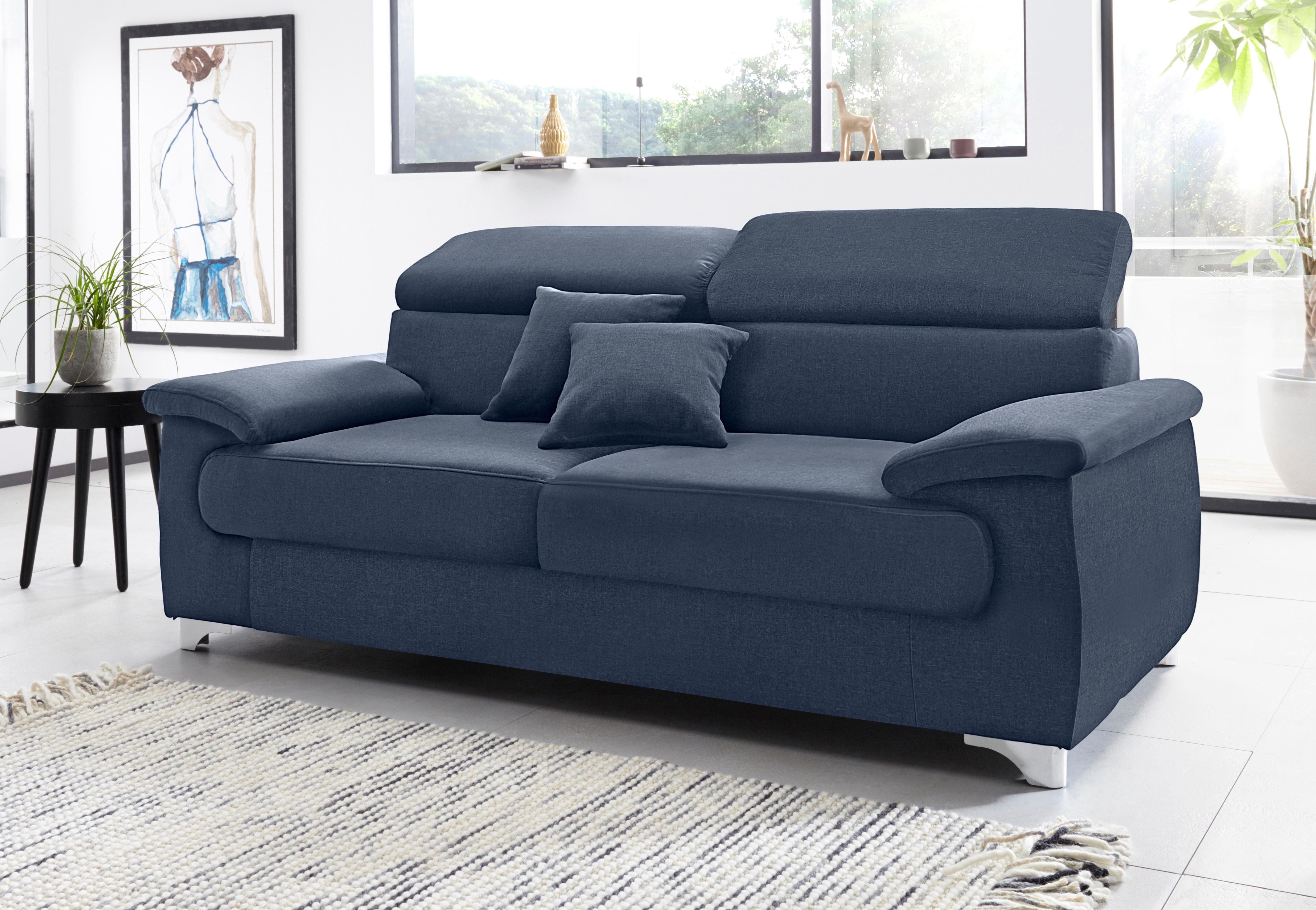 DOMO collection 2,5-Sitzer Mira inklusive Kopfteilverstellung für mehr Wohlfühlkomfort, elegant und modern, komfortabel, frei im Raum stellbar