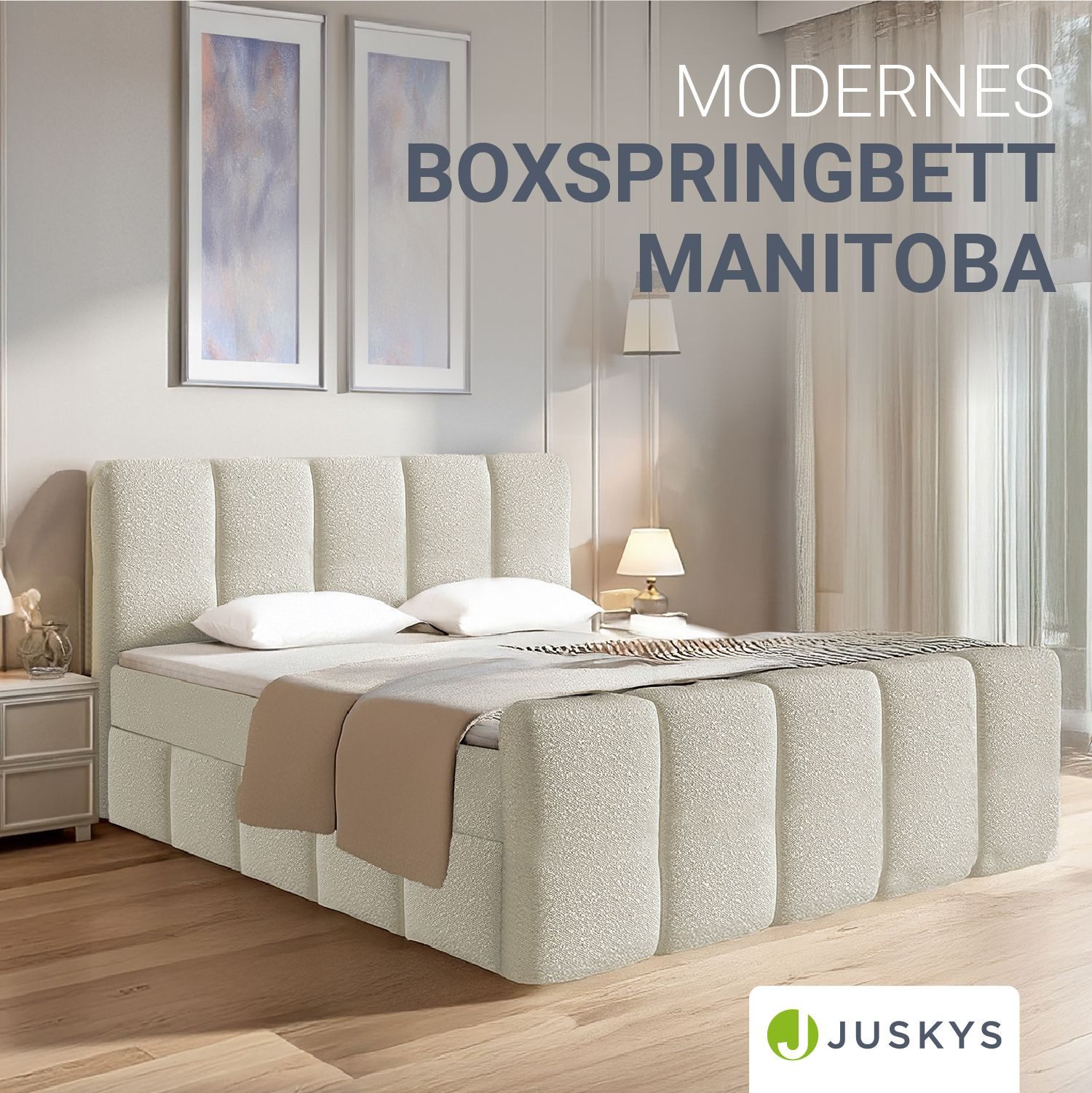 Juskys Boxspringbett Manitoba, Bett mit Federkernmatratze, günstig online kaufen