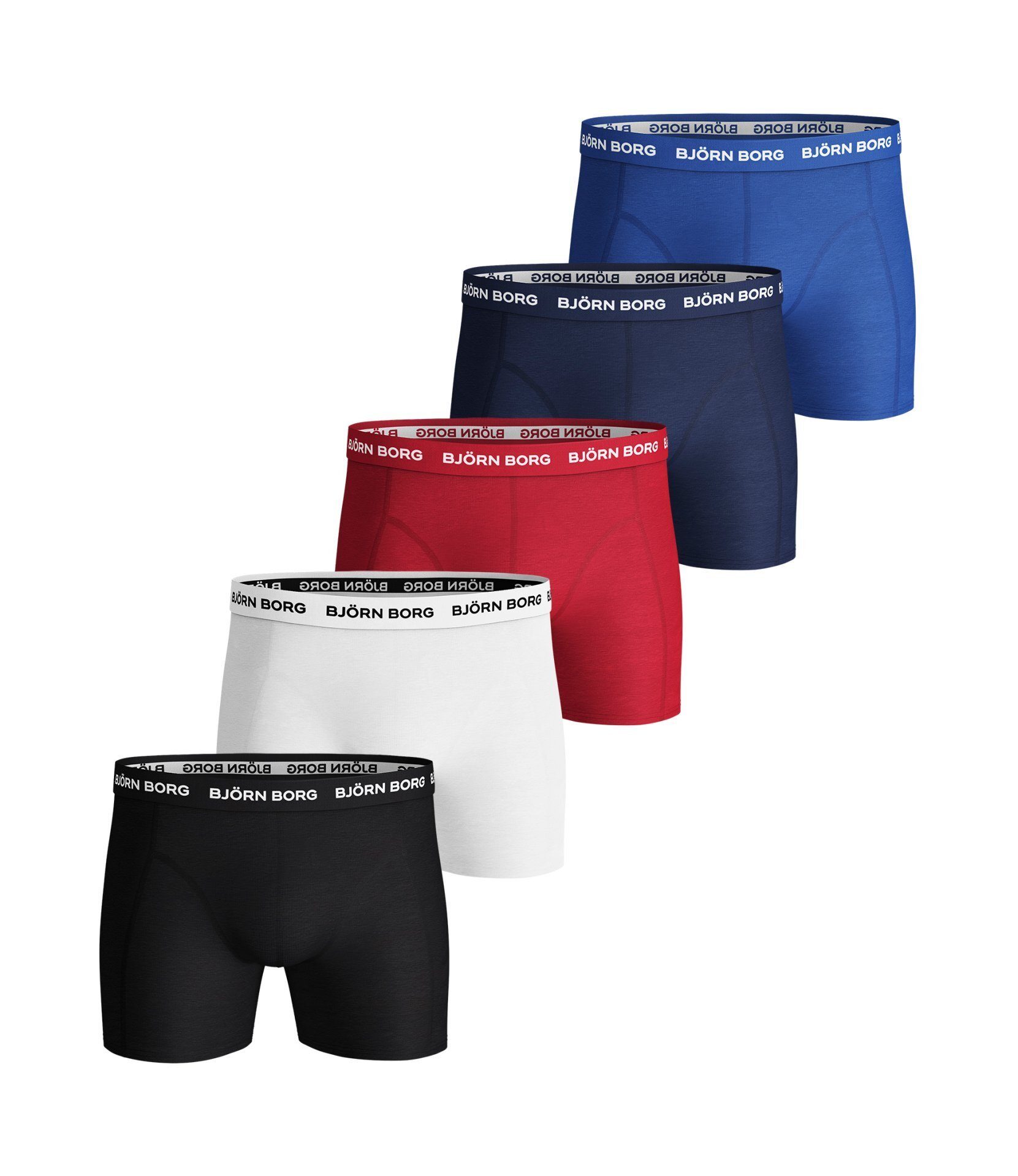 Björn Borg Boxer Herren Boxershorts 5er Pack - Pants, Cotton blau/weiß/schwarz/rot