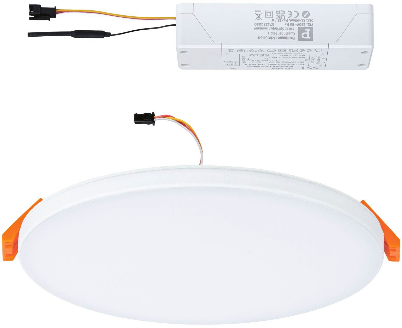 integriert, Tageslichtweiß, Paulmann LED fest LED LED Tunable App dimmbar, ZigBee, Einbaupanel Veluna White IP44 Einbauleuchte rund 160mm 1000lm VariFit steuerbar Weiß Edge