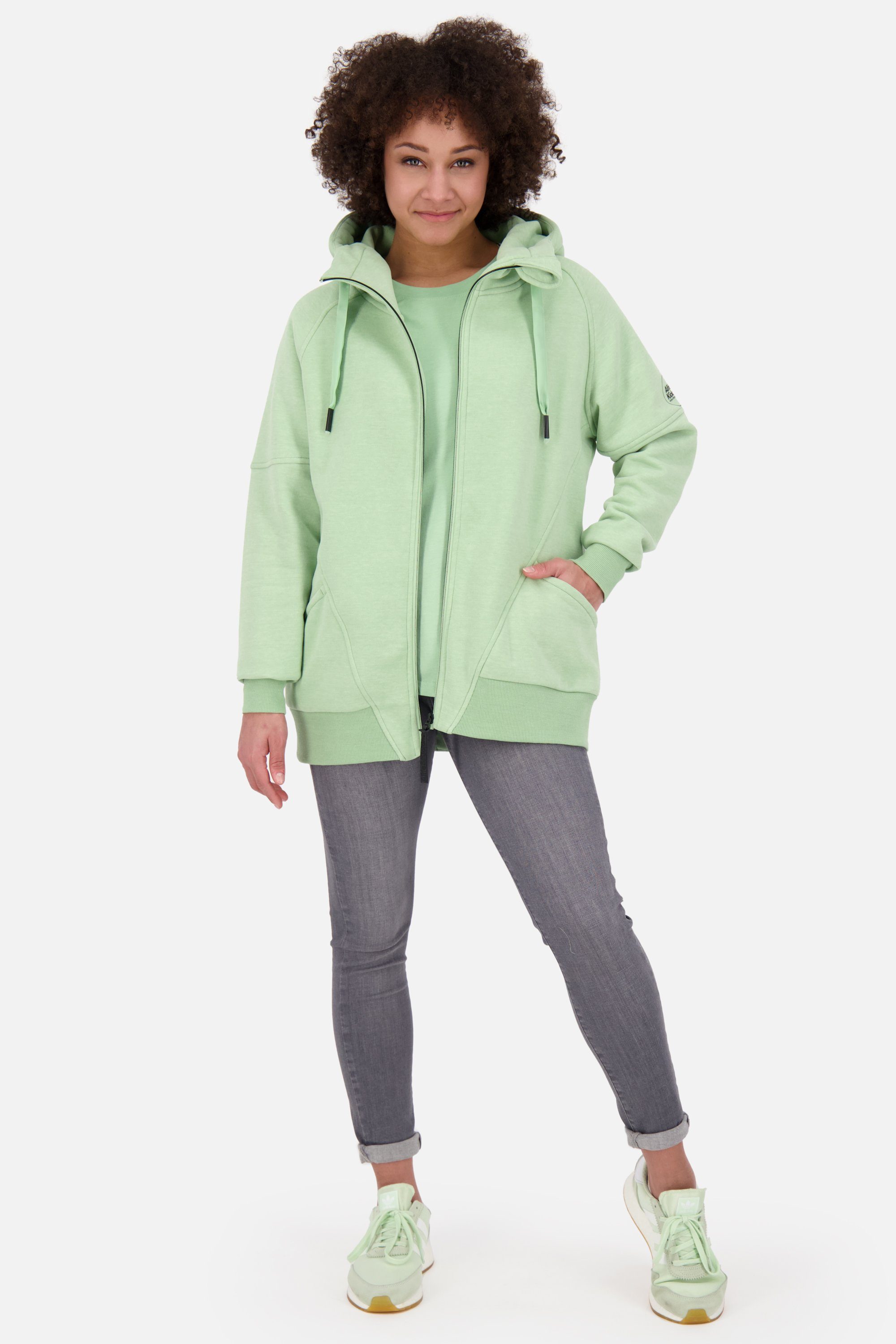 Alife & Kickin Kapuzensweatjacke MariaAK Damen pear A Sweatjacke melange Kapuzensweatjacke, Hooded Sweatjacket