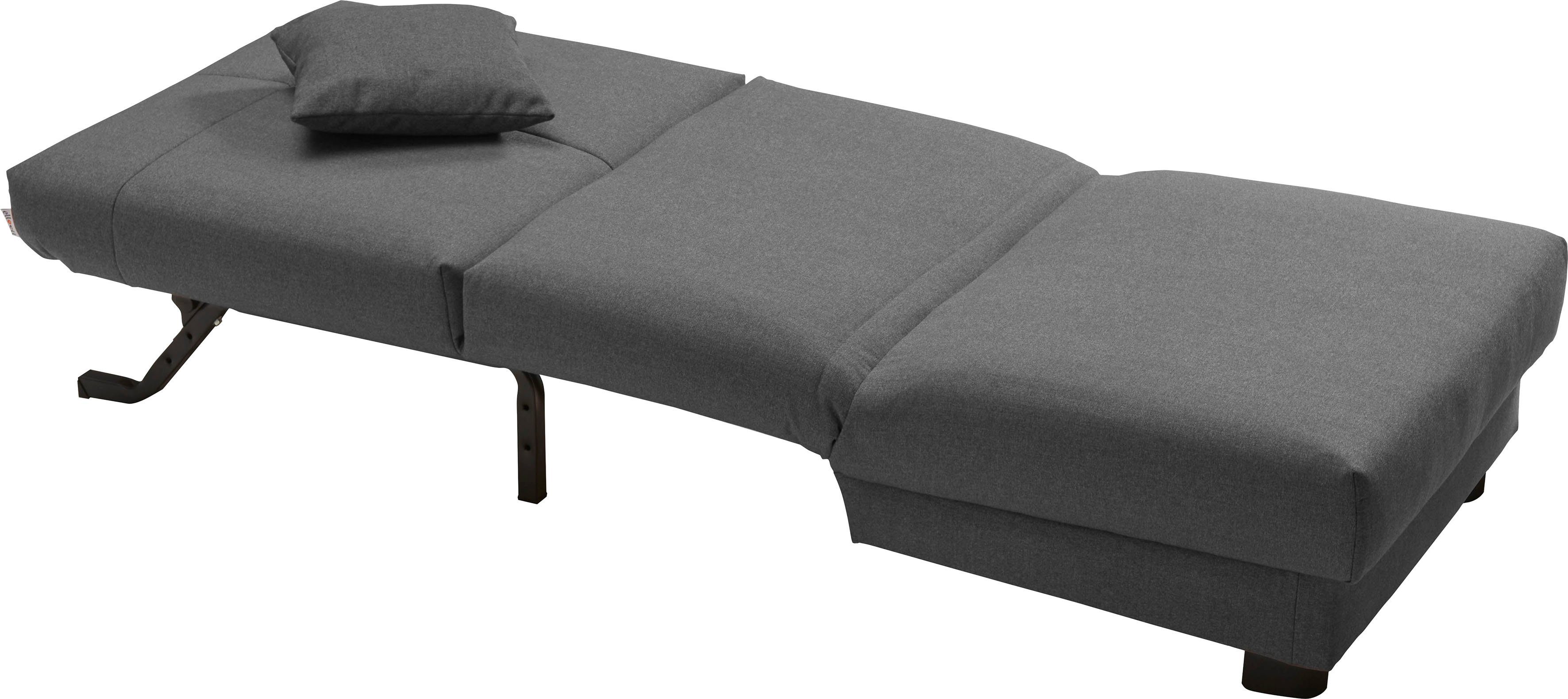 schwarz, Füße 40 Schlafsofa cm, Liegehöhe ell ell grau 80 cm, Breite + Rückenlehne Enny, Liegefläche