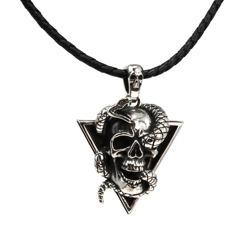 Kette mit Anhänger Lederkette Edelstahlkette 316L TODES SCHLANGE