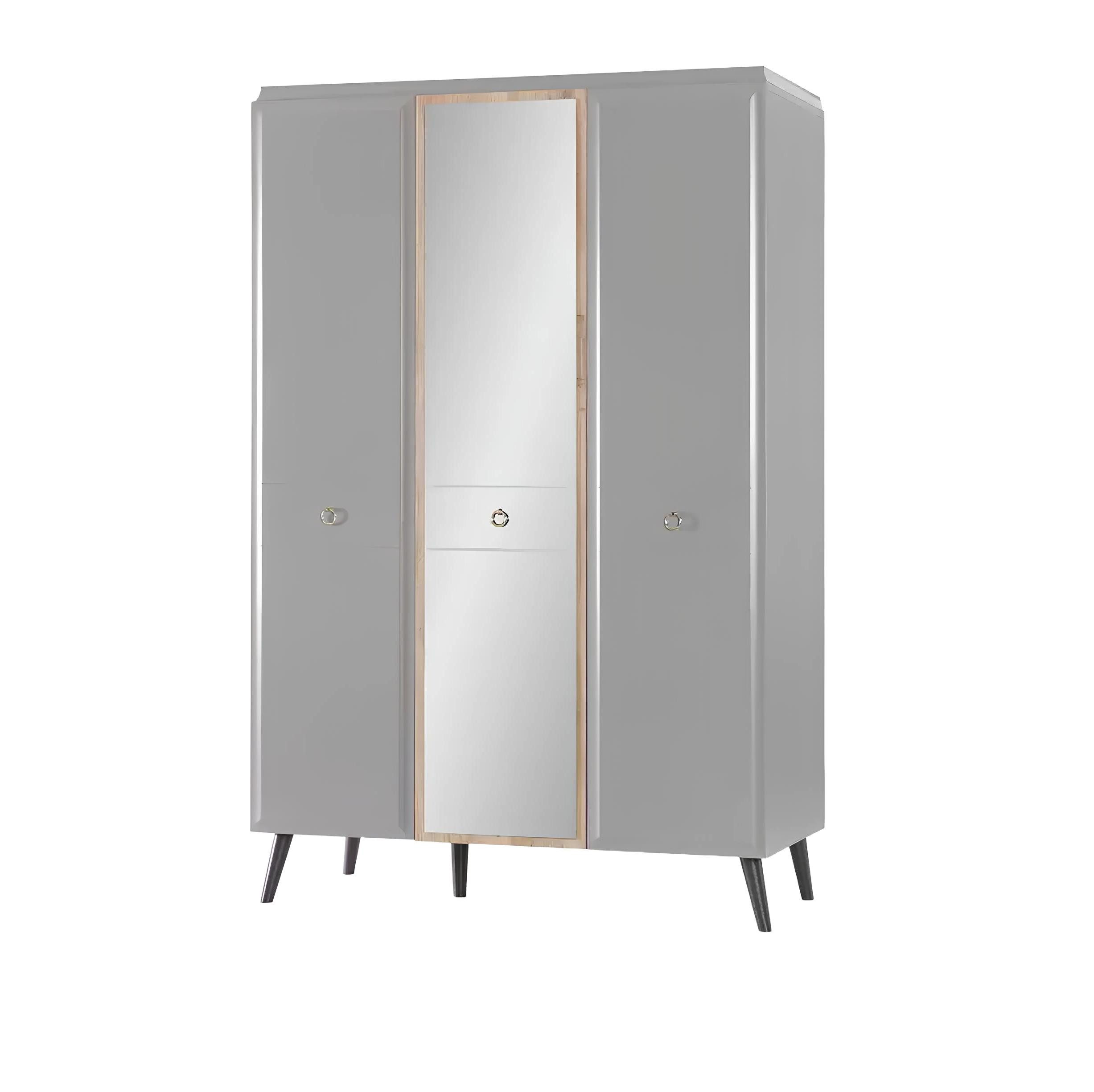 Xlmoebel Kleiderschrank Grauer Holzschrank mit luxuriösem Design und viel Stauraum (1-St., Kleiderschrank) Hergestellt in Europa