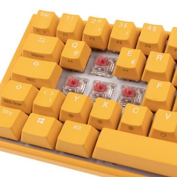 Ducky One 3 Yellow Gaming-Tastatur (Mini, RGB-LED, MX-Silent-Red, DE-Layout QWERTZ, Gelb)