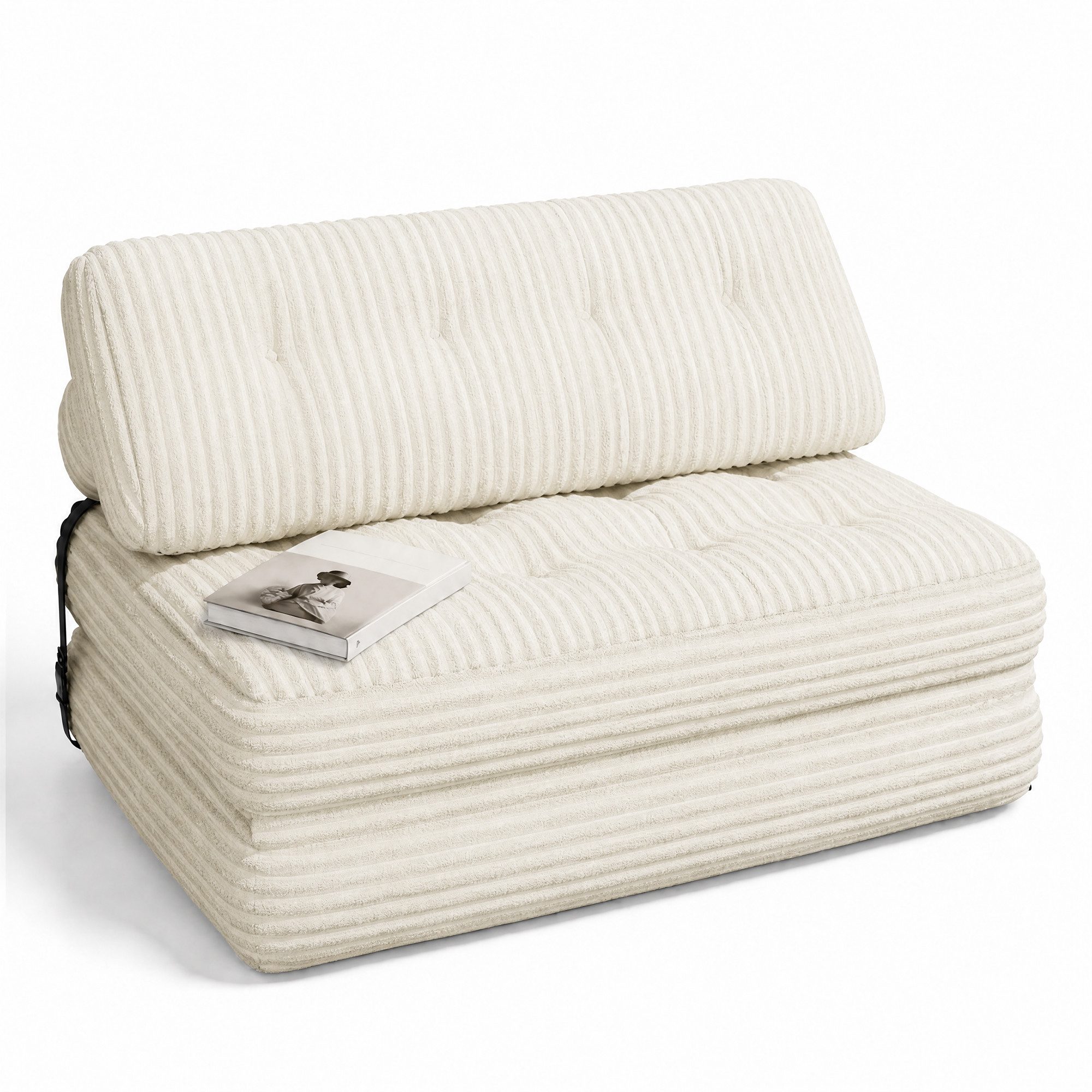 Blishom 1,5-Sitzer 2-in-1 Schlafsofa aus Cord, faltbar, 180 x 130 cm, Klappmatratzen eignen sich für kleine Wohnungen und Schlafzimmer