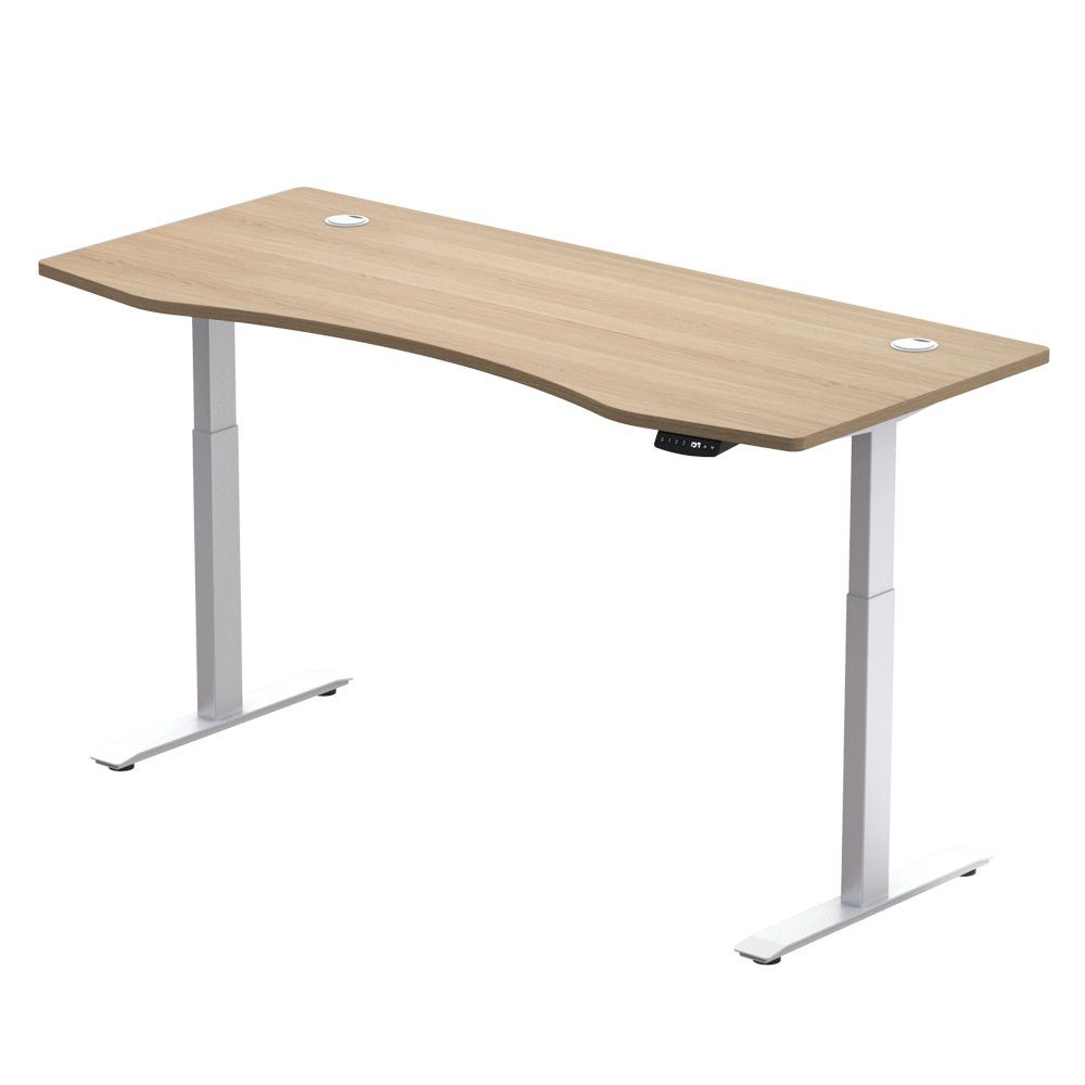 3 Weiß cm | (Set, PROMAFIT oder Funktionen & elektrischer mit naturfarben Höhenverstellung Arbeitstisch 1-St), Memory Schreibtisch | 180 150 Natur Tischplatte