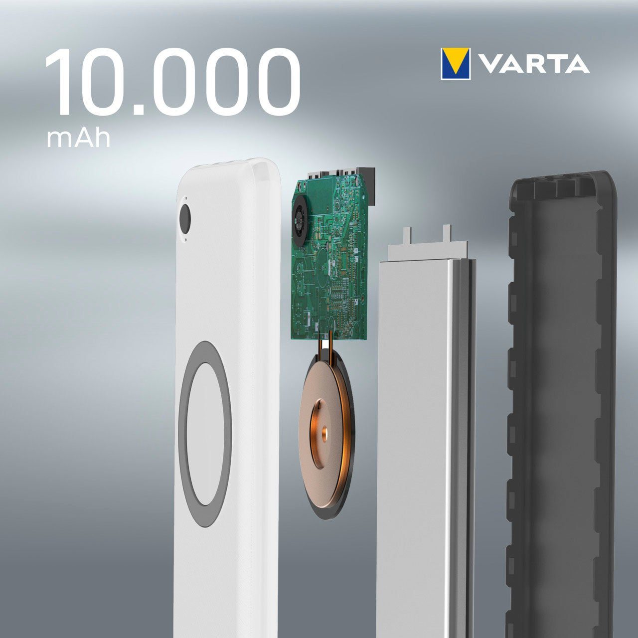 VARTA 10000 mAh Bank Powerbank Wireless Power Ladekabel mit VARTA