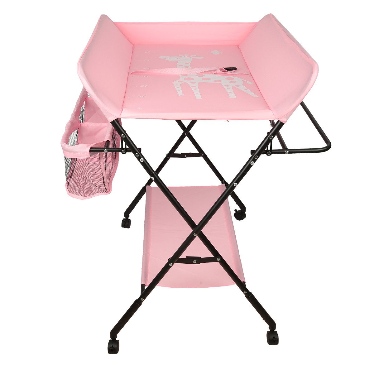 JEOBEST Wickeltisch Wickelauflage Mulde Kommode Unterlage Wickeln Baby Kind (KLAPPBAR), (1-tlg), Höhenverstellbar, Wasserdichte, Staufach, Mit Bremse – Bild 4 von 5