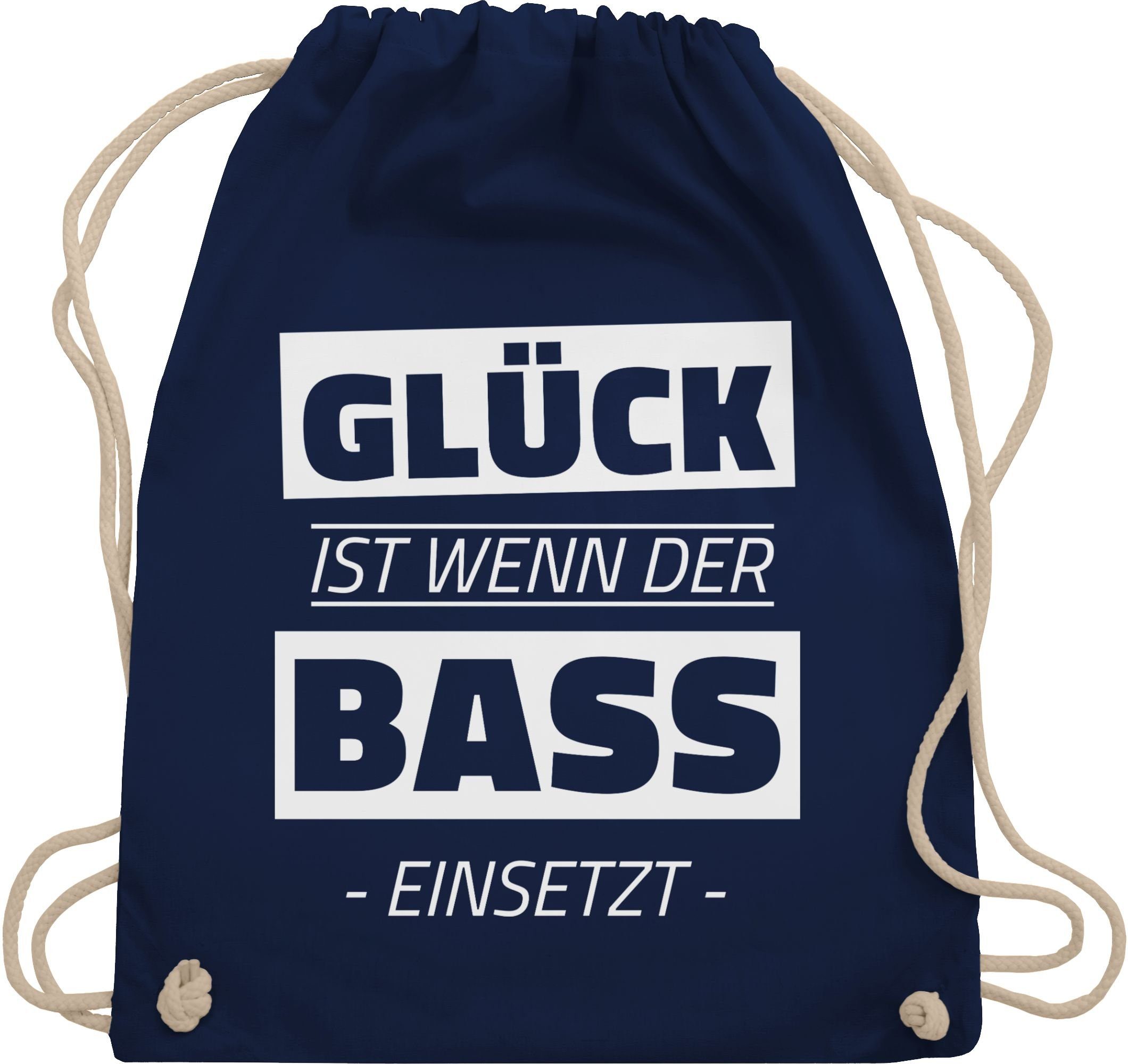 Shirtracer Turnbeutel Glück ist wenn der Bass einsetzt, Stoffbeutel Festival Outfit