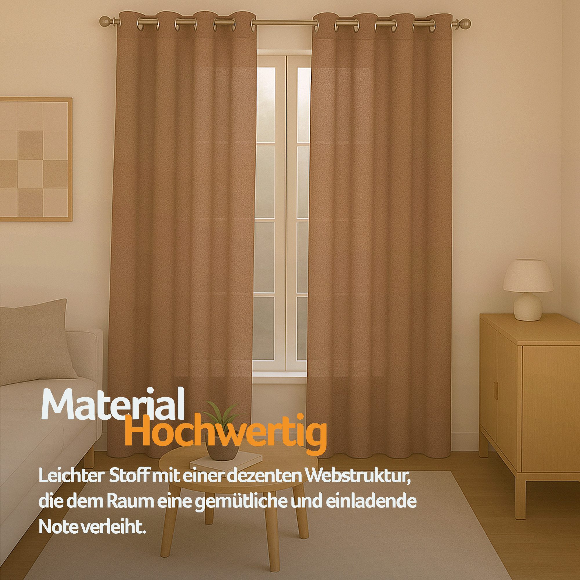 Bestlivings Gardine "Ellen" mit Ösen (2 St), Ösen, blickdicht, Polyester, matter Stoff, einfarbig, waschbar bei 30°C, bügelleicht, formstabil
