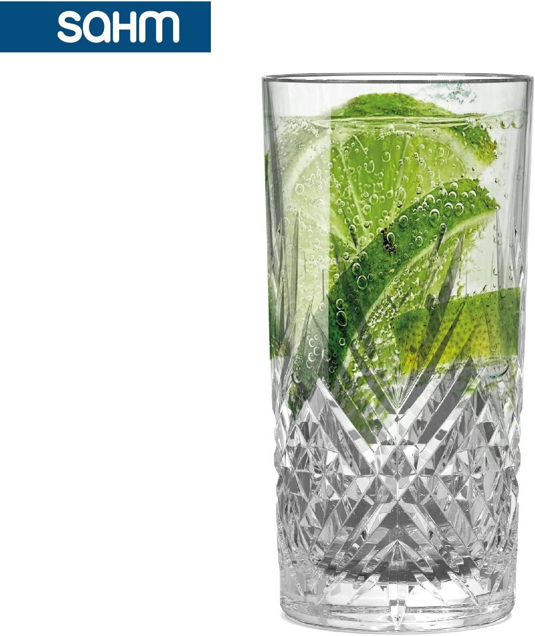 SAHM Longdrinkglas Gin Tonic Gläser 6 teilig 365ml - Broadway Trinkgläser Set, 6-tlg., Edles Glas, 100% recyclebar