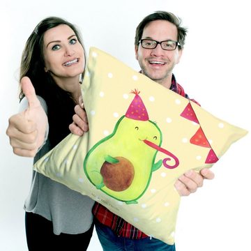 Mr. & Mrs. Panda Dekokissen Avocado Birthday - Gelb Pastell - Geschenk, Geburtstag, Party, Kissen