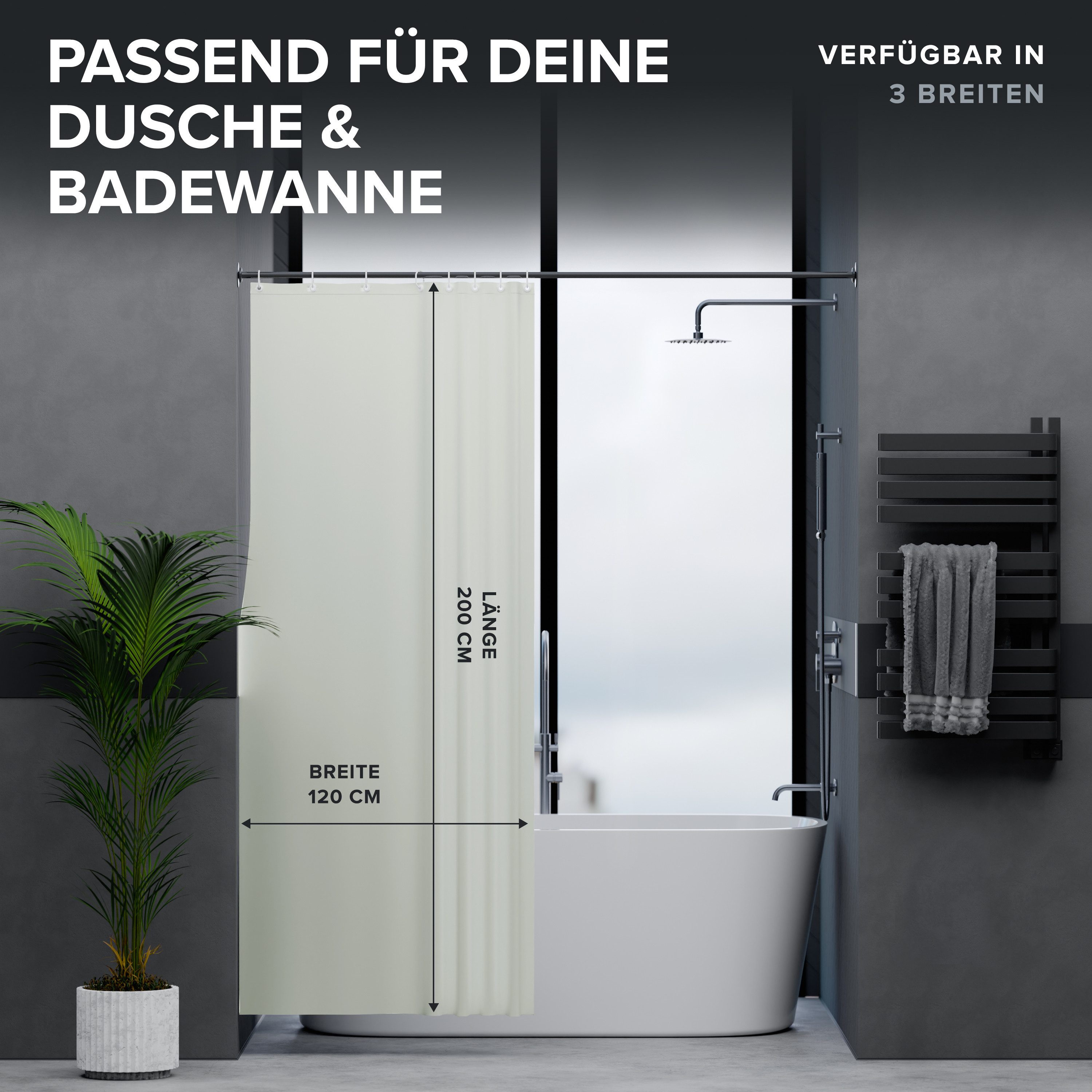 ovimar Duschvorhang Breite 120.00 cm (1-tlg), aus Polyester in Beige zur Zum Aufhängen – Bild 4 von 5