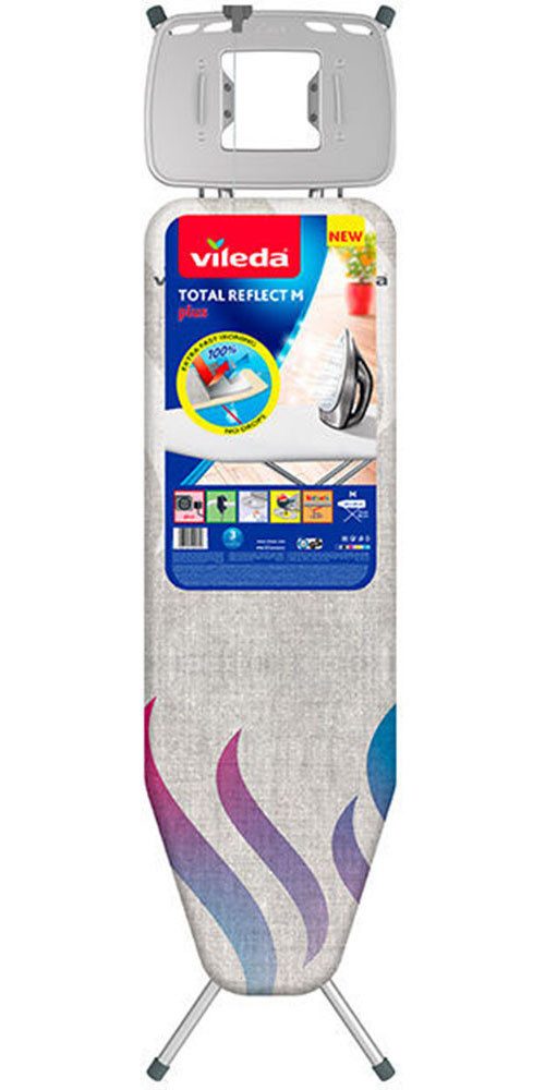 Vileda Bügelbrett Vileda Total Reflect M plus, Bügelfläche 120x38 cm, neues, einzigartiges Produktkonzept für eine verkürzte Bügelzeit