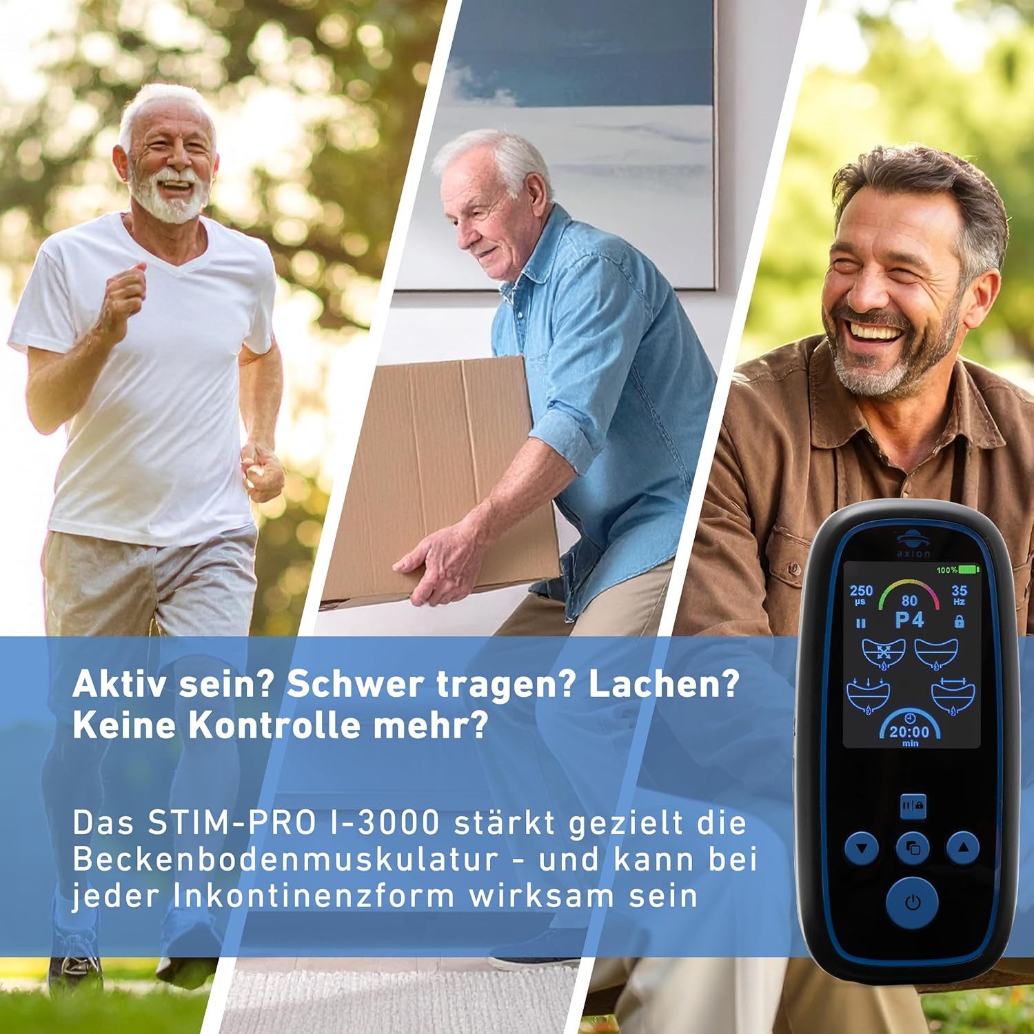 Axion Beckenboden-Elektrostimulationsgerät axion® I-3000 Beckenbodentrainer Set für Männer, (1-tlg), NEUHEIT 2026 - Medizinprodukt