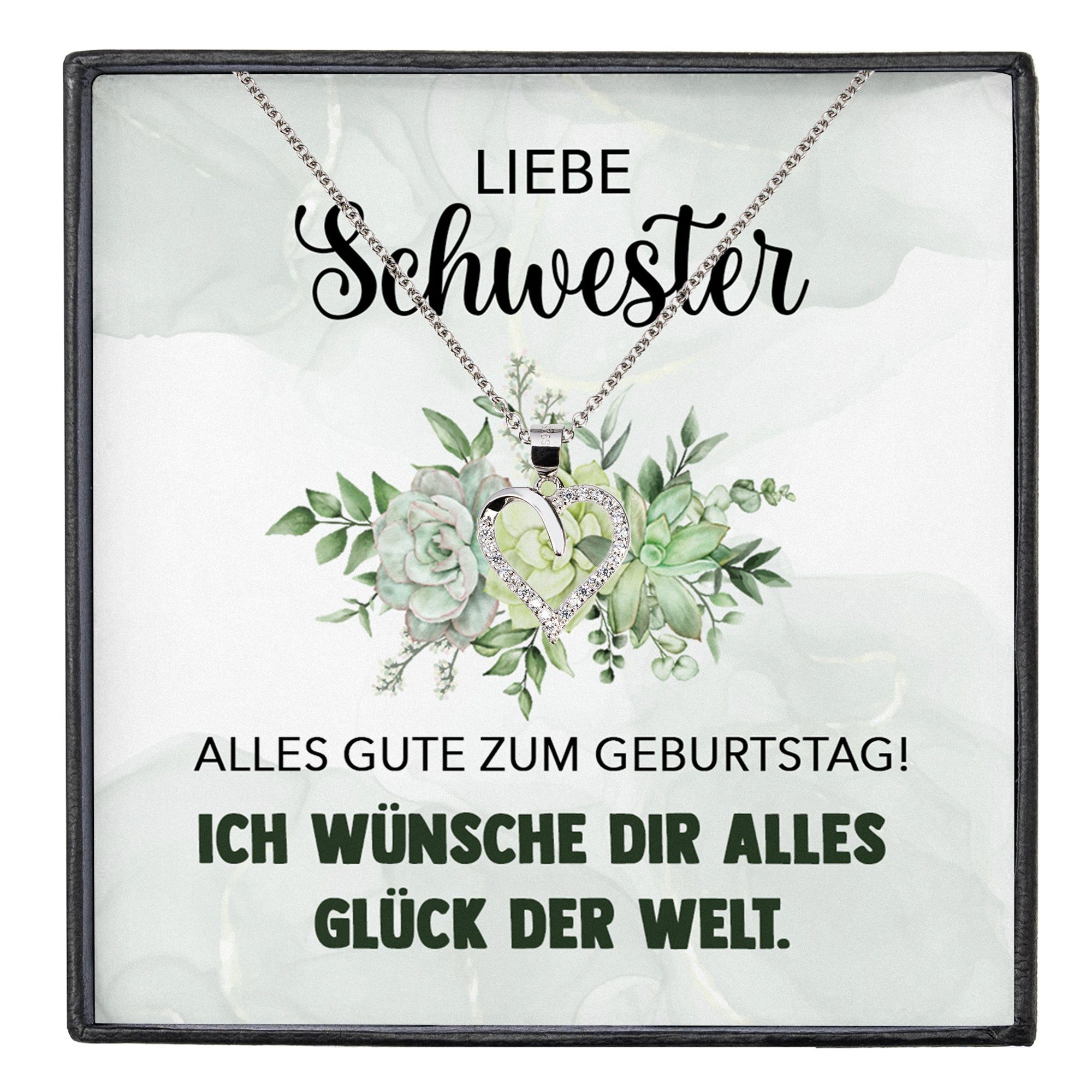 Schmuckset Liebe Schwester Geschenk Frauen Mädchen Herz Halskette Geschwister