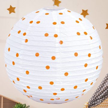 etc-shop LED Pendelleuchte, Leuchtmittel inklusive, Warmweiß, LED 5 Watt Pendel Leuchte Kugel gepunktet weiß orange Hänge Lampe-