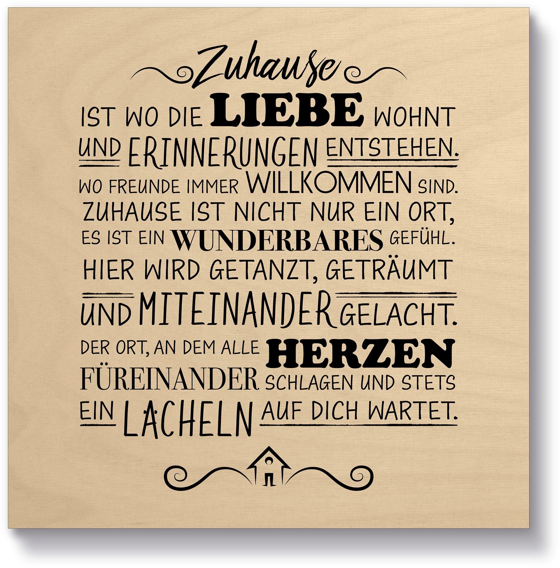 Zuhause (1 I, & Artland Sprüche Holzbild Texte St)