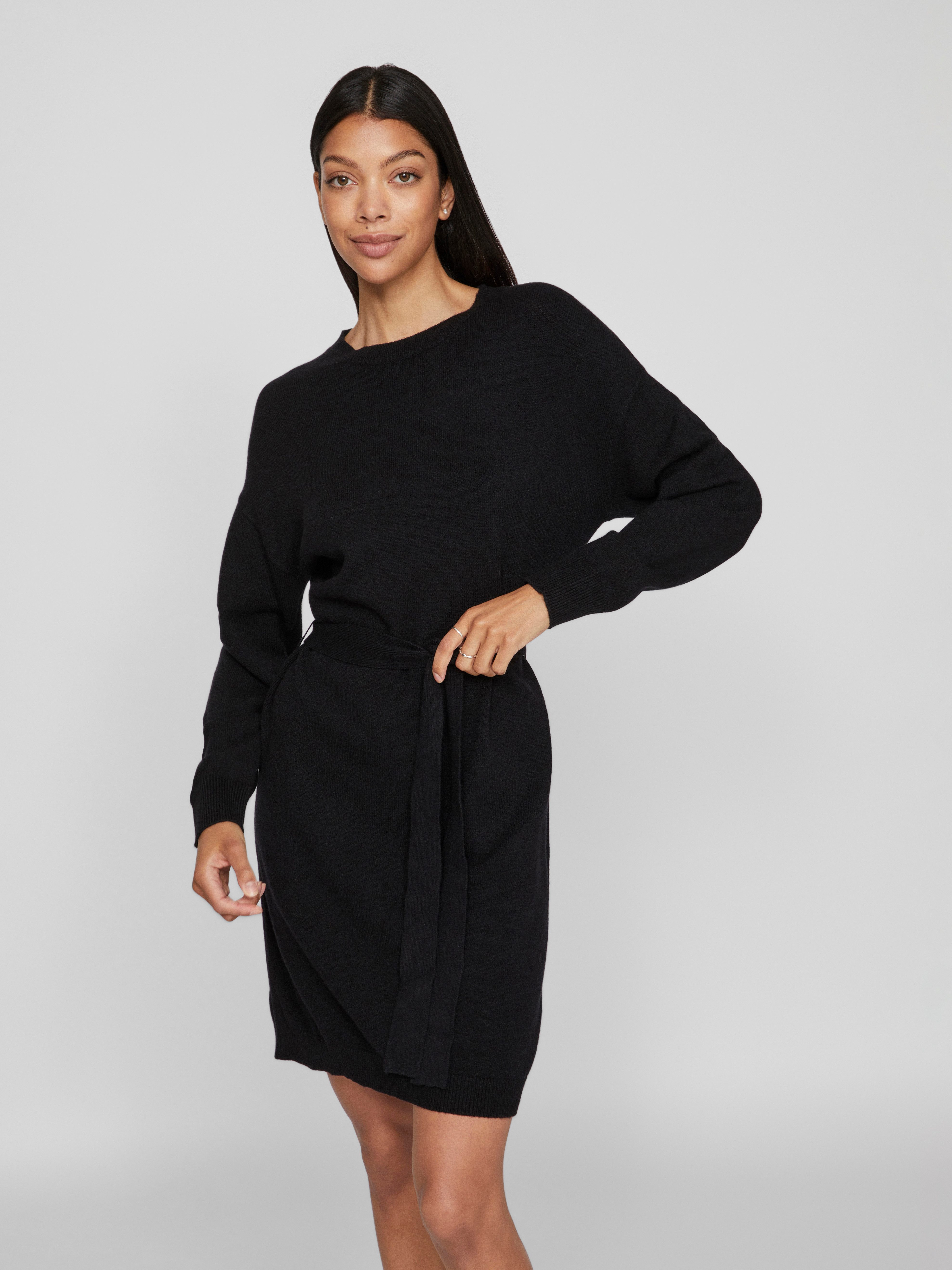 Vila Strickkleid VIRIL O-NECK L/S BELT günstig online kaufen