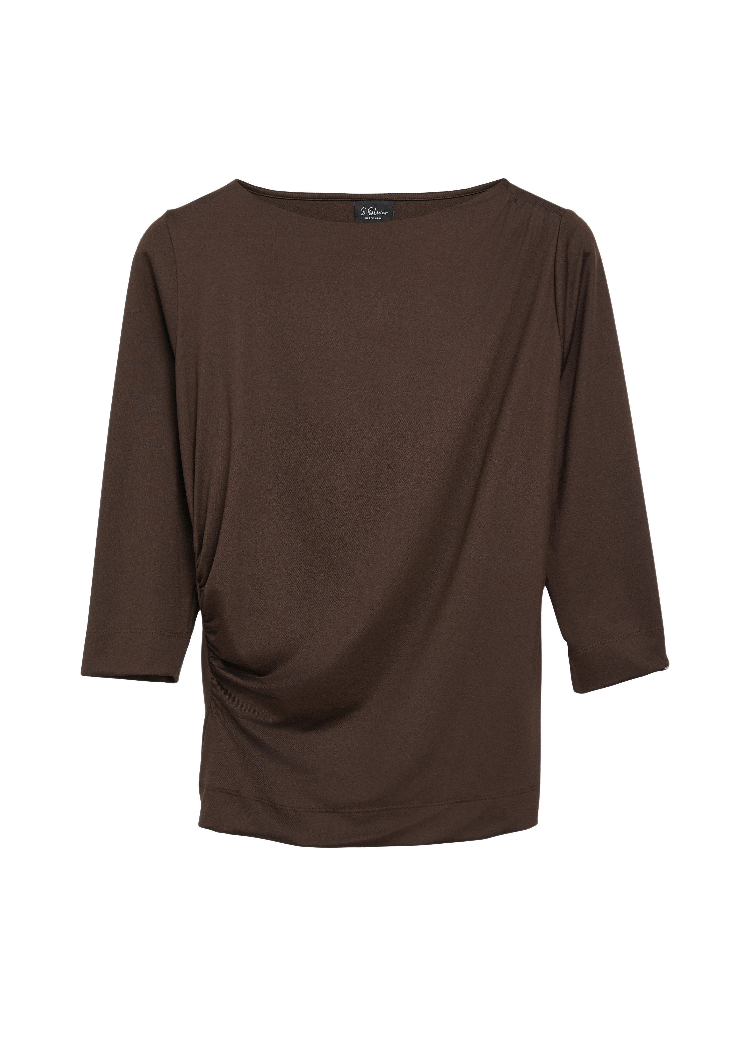 s.Oliver BLACK LABEL 3/4-Arm-Shirt Sommershirt mit seitlicher Saffung – Bild 3 von 4