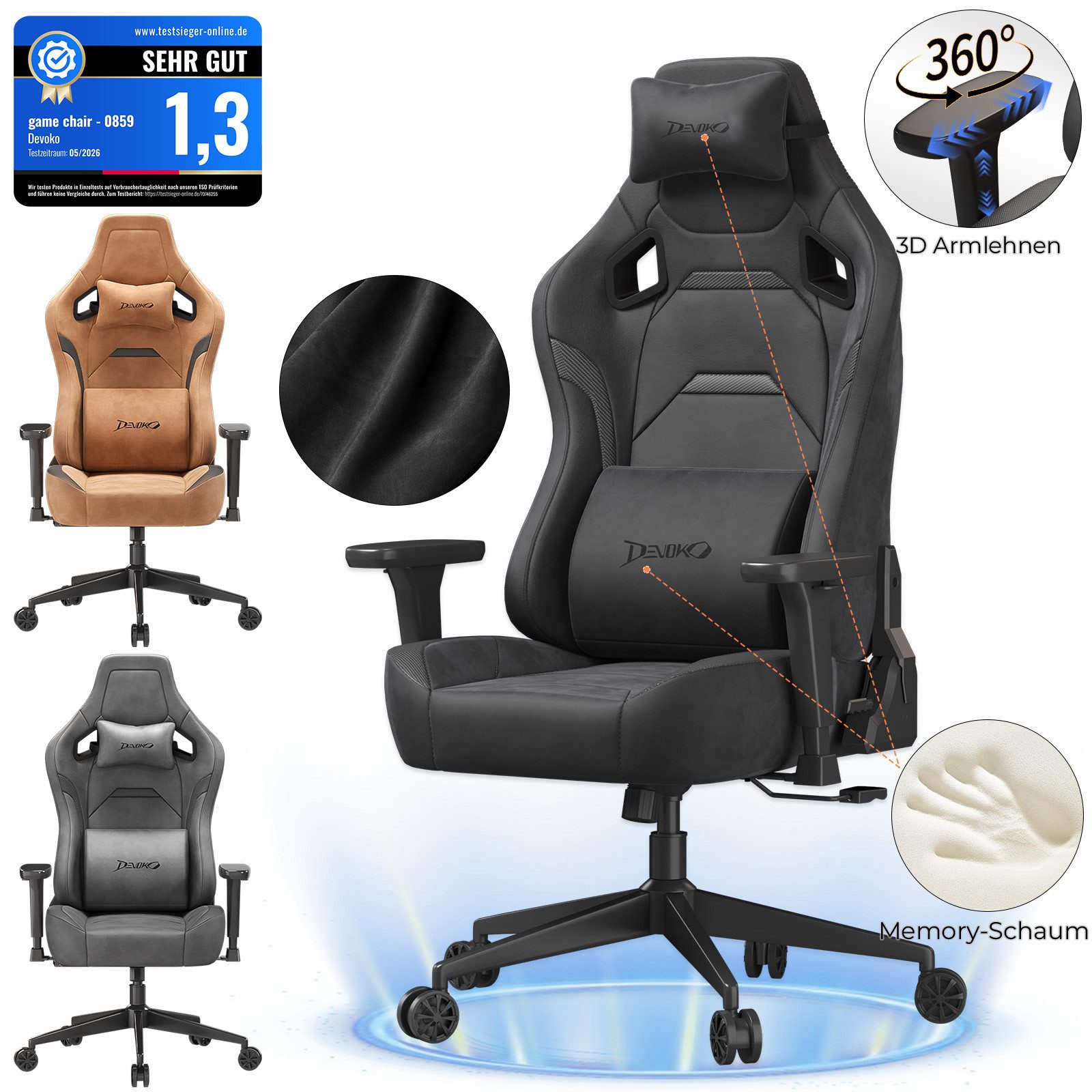 Devoko Massage Gaming Stuhl – Drehstuhl Mit Massa Produktbild-Vorschau 3