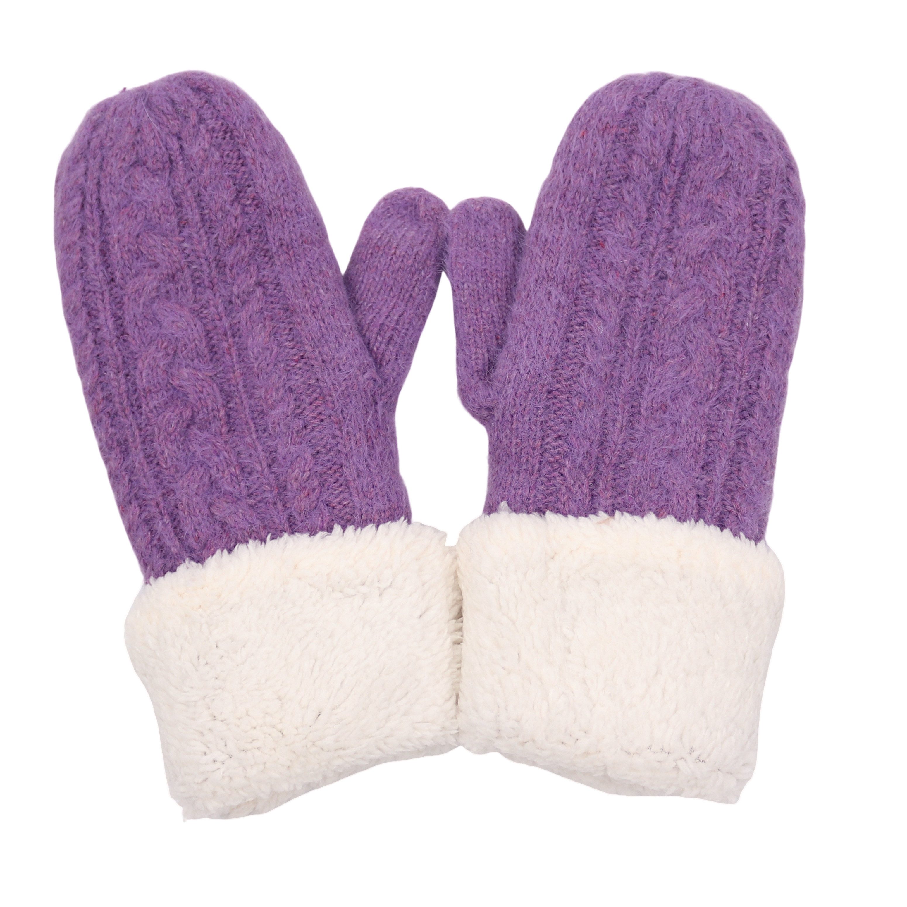 MIRROSI Strickhandschuhe Damen Handschuhe Fausthandschuhe warm durch gefüttert (Mit klassischem Zopfmuster) sehr weich und warm ideal für Herbst oder Winter