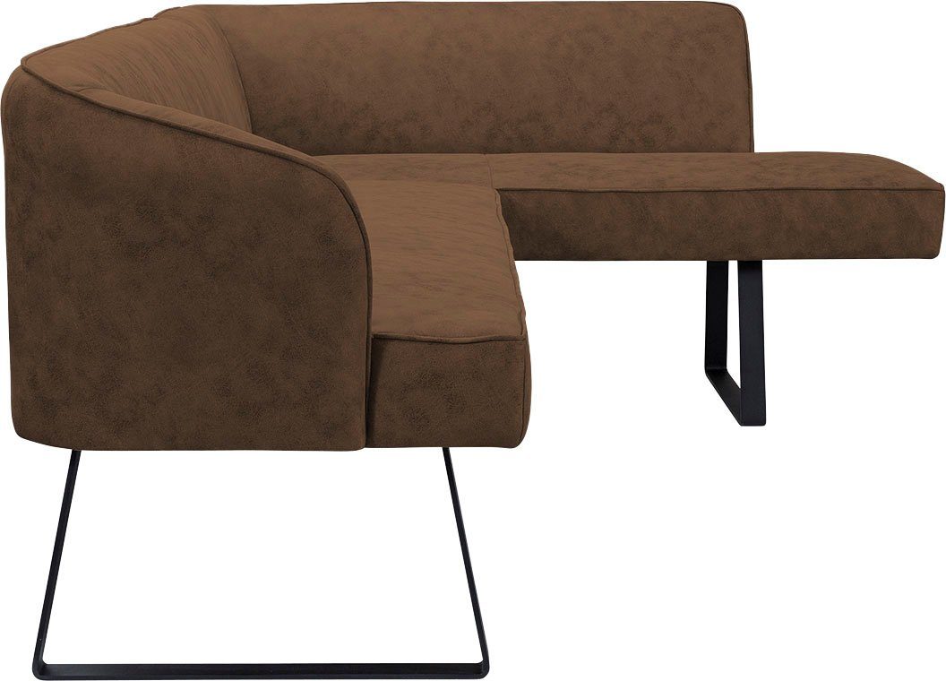 exxpo - sofa und Bezug Eckbank mit Keder fashion Metallfüßen, Qualitäten in Americano, verschiedenen
