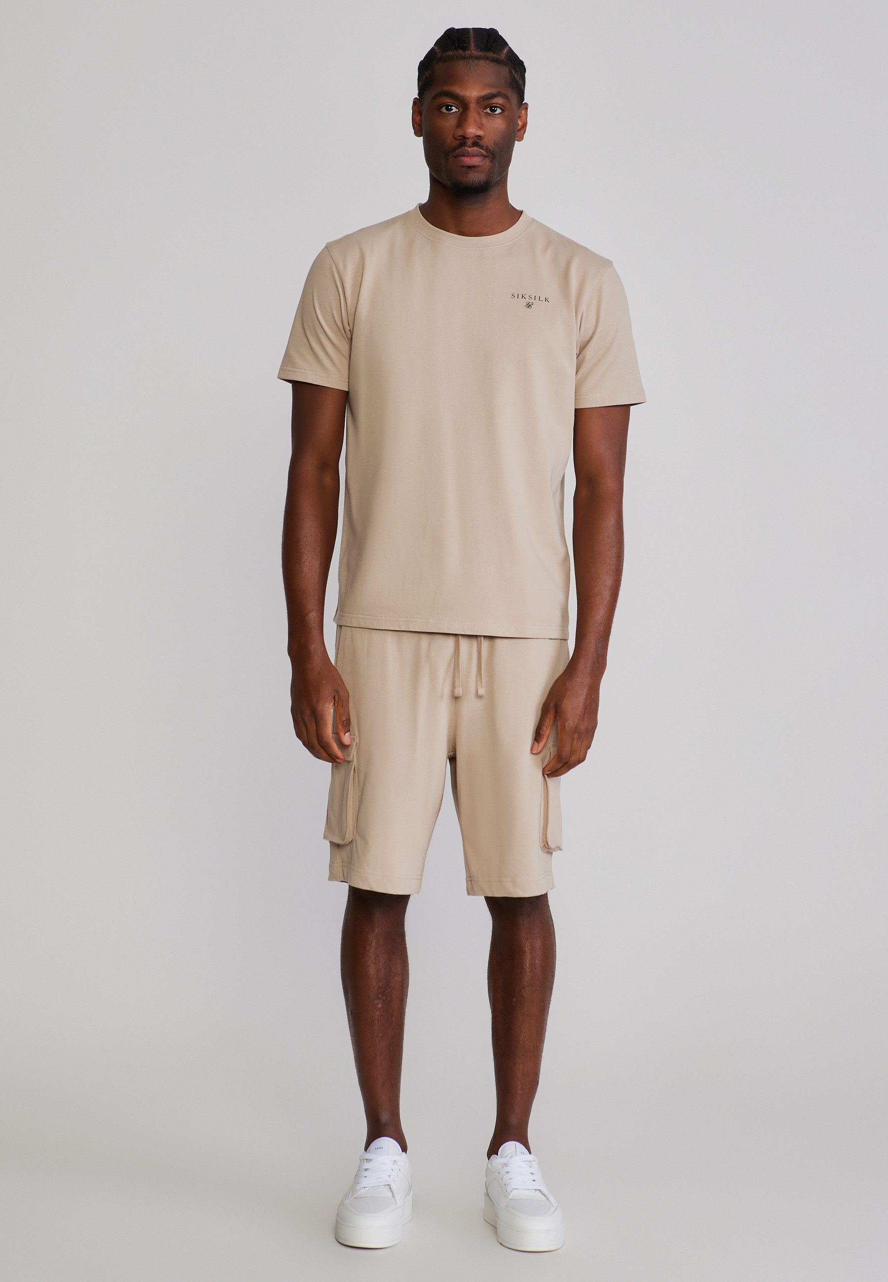 Siksilk Sweatanzug SikSilk Herren Beige T-Shirt and Shorts Set